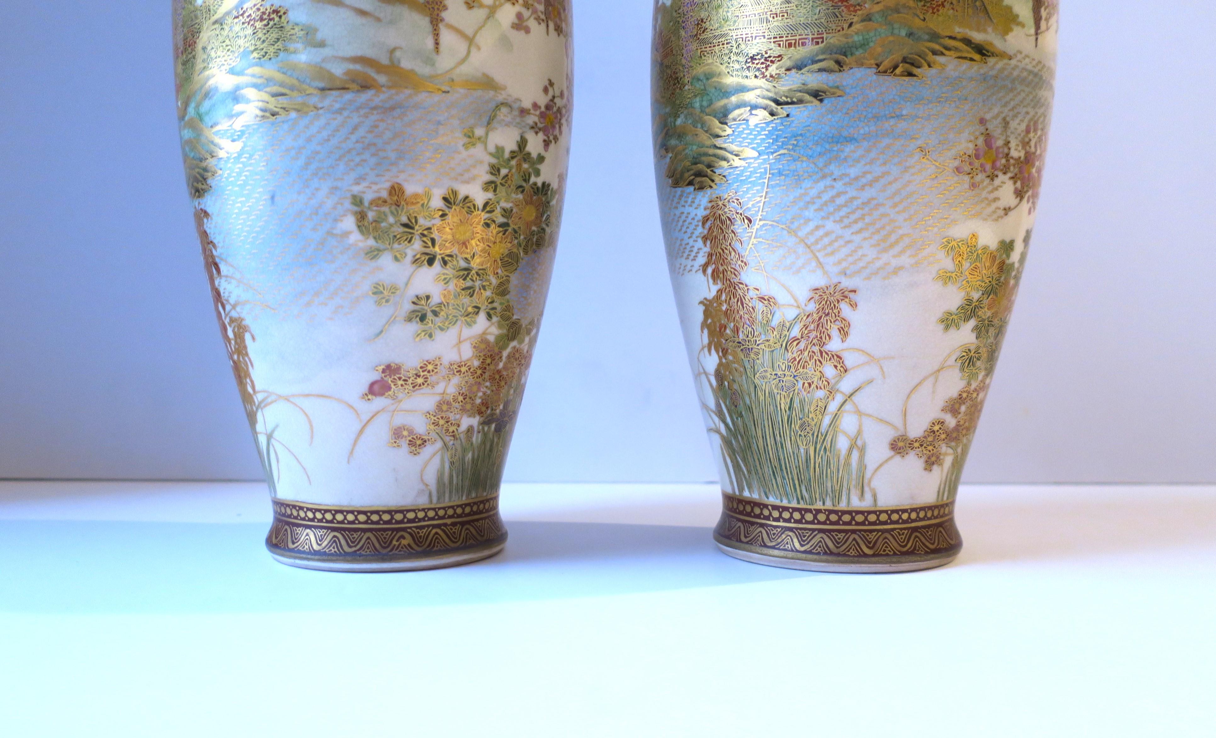 Japanese Satsuma Vases, Pair For Sale 5