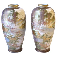Antique Japanese Satsuma Vases, Pair