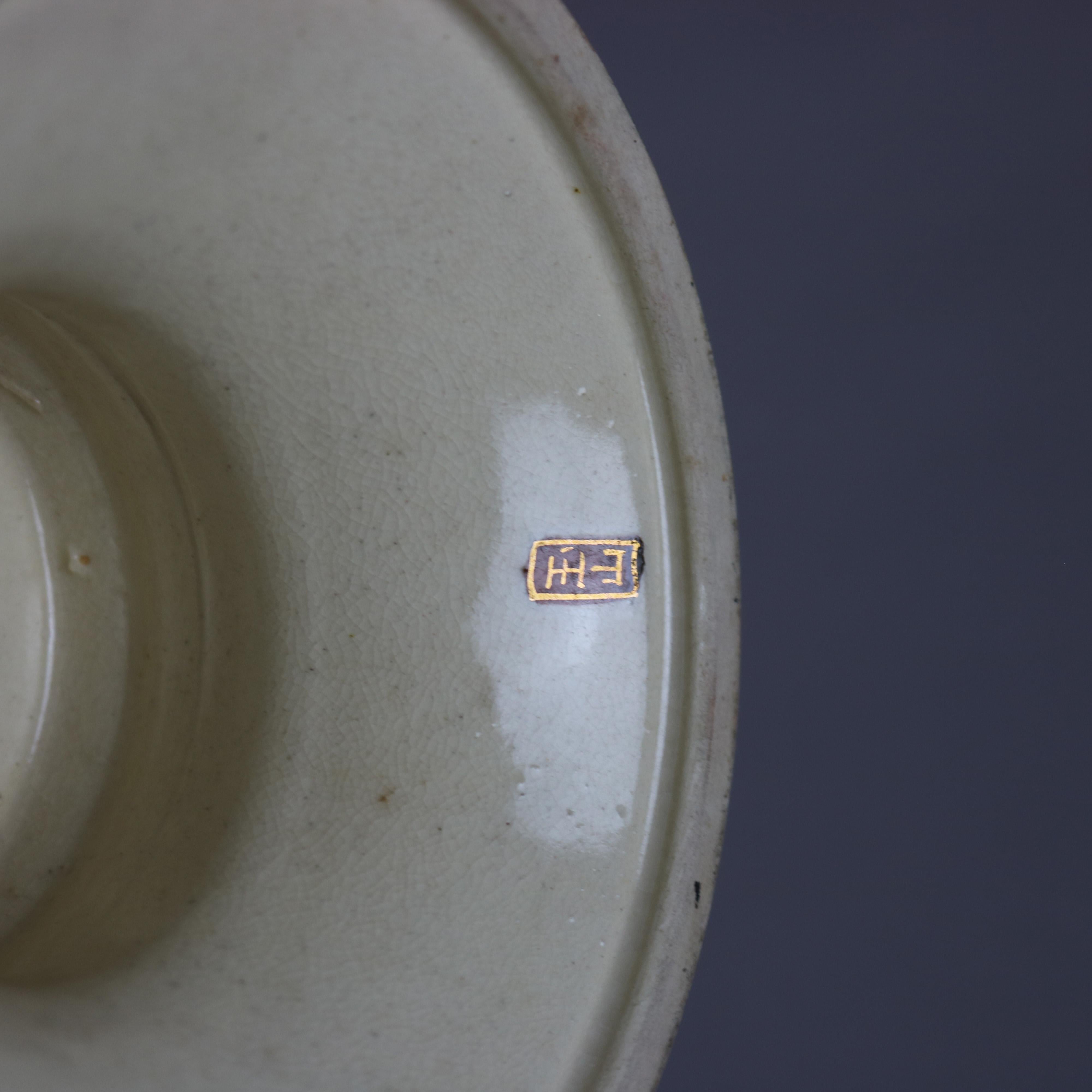 Japanese Scenic Porcelain Compote with Landscape Scene 20thC For Sale 3