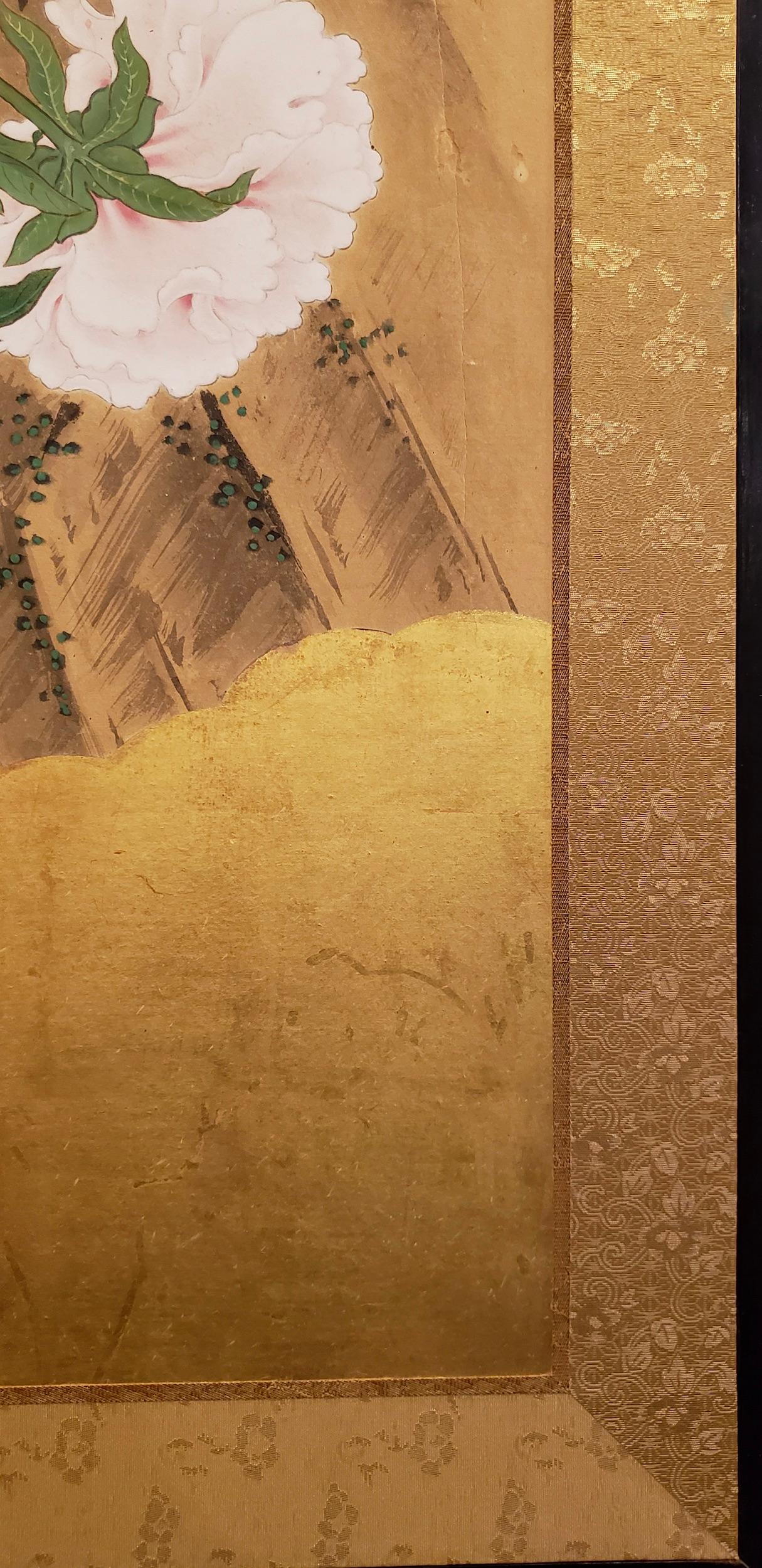 Japanese Screen: Animals and Flowers in a Landscape with Rising Sun For Sale 4