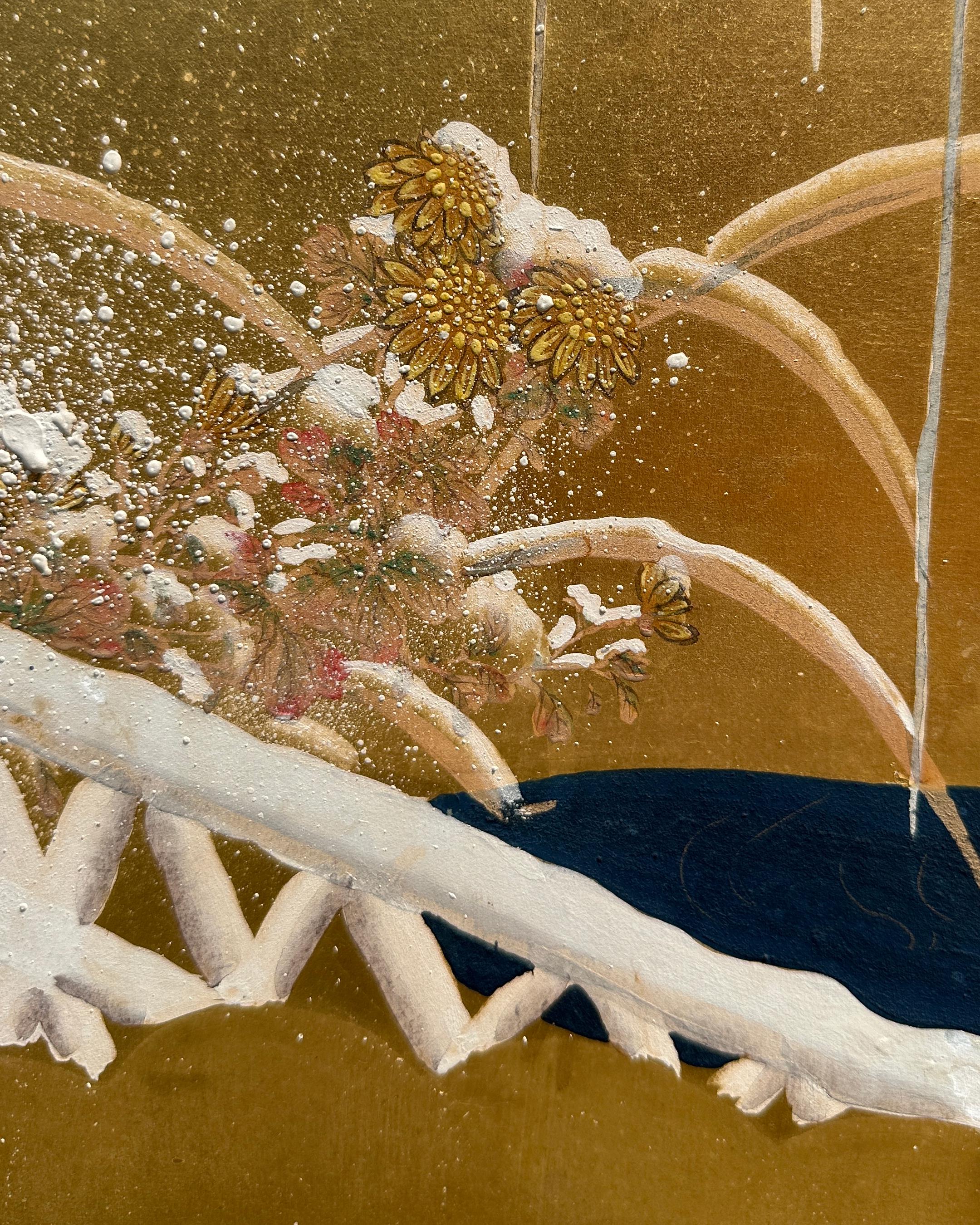 Japanese Screen: Flow of Time in Gold For Sale 3