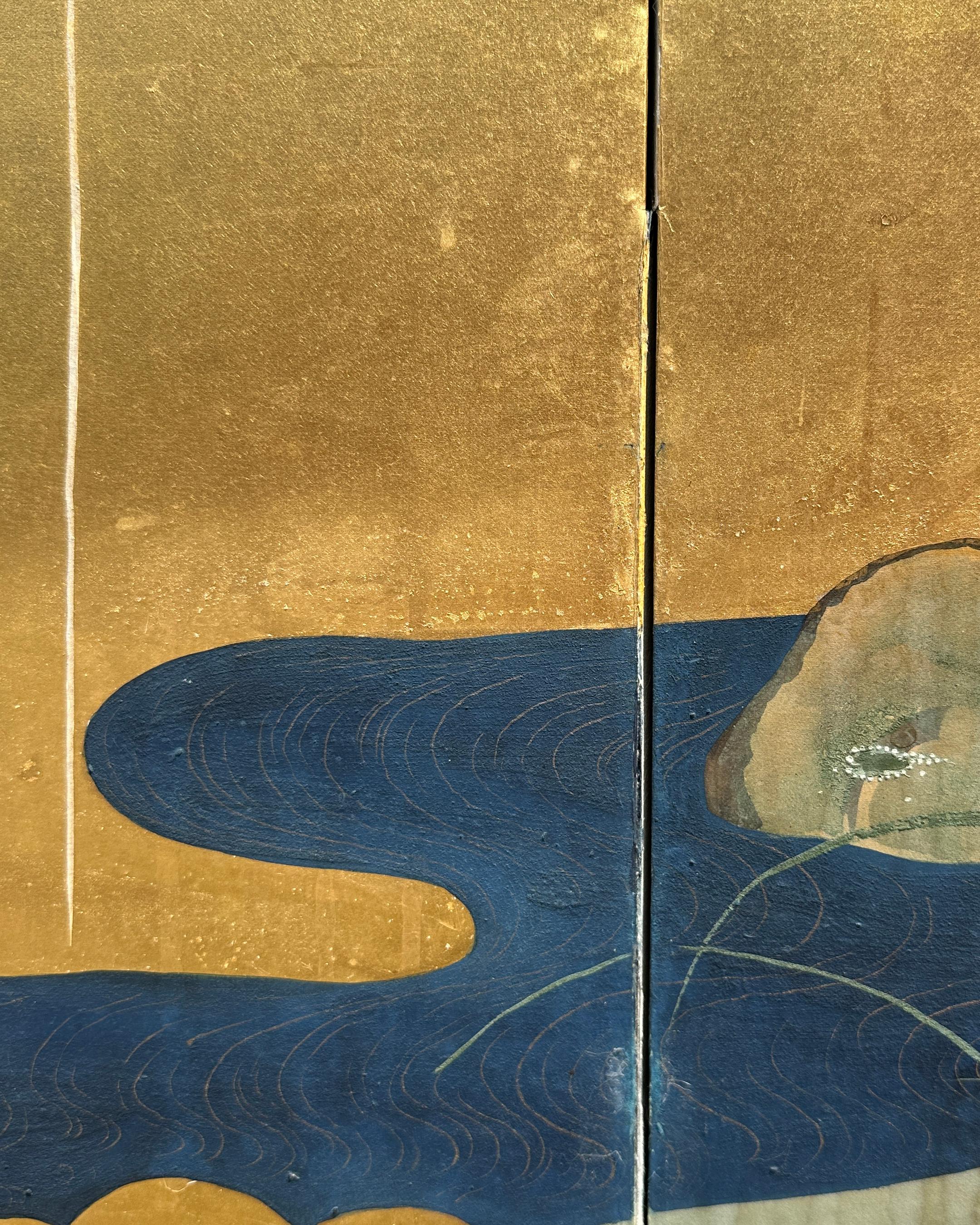 Japanese Screen: Flow of Time in Gold For Sale 4