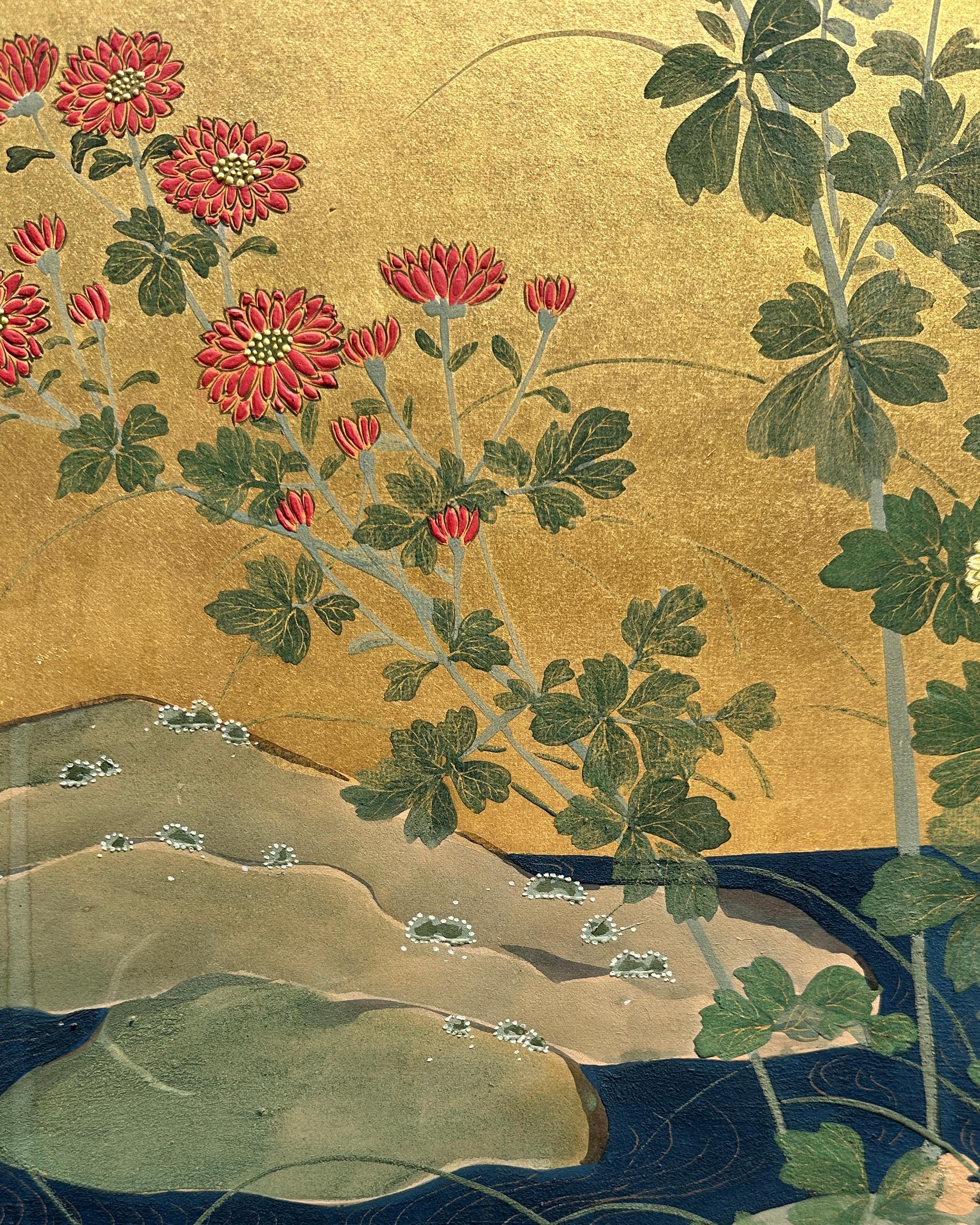 Japanese Screen: Flow of Time in Gold For Sale 5