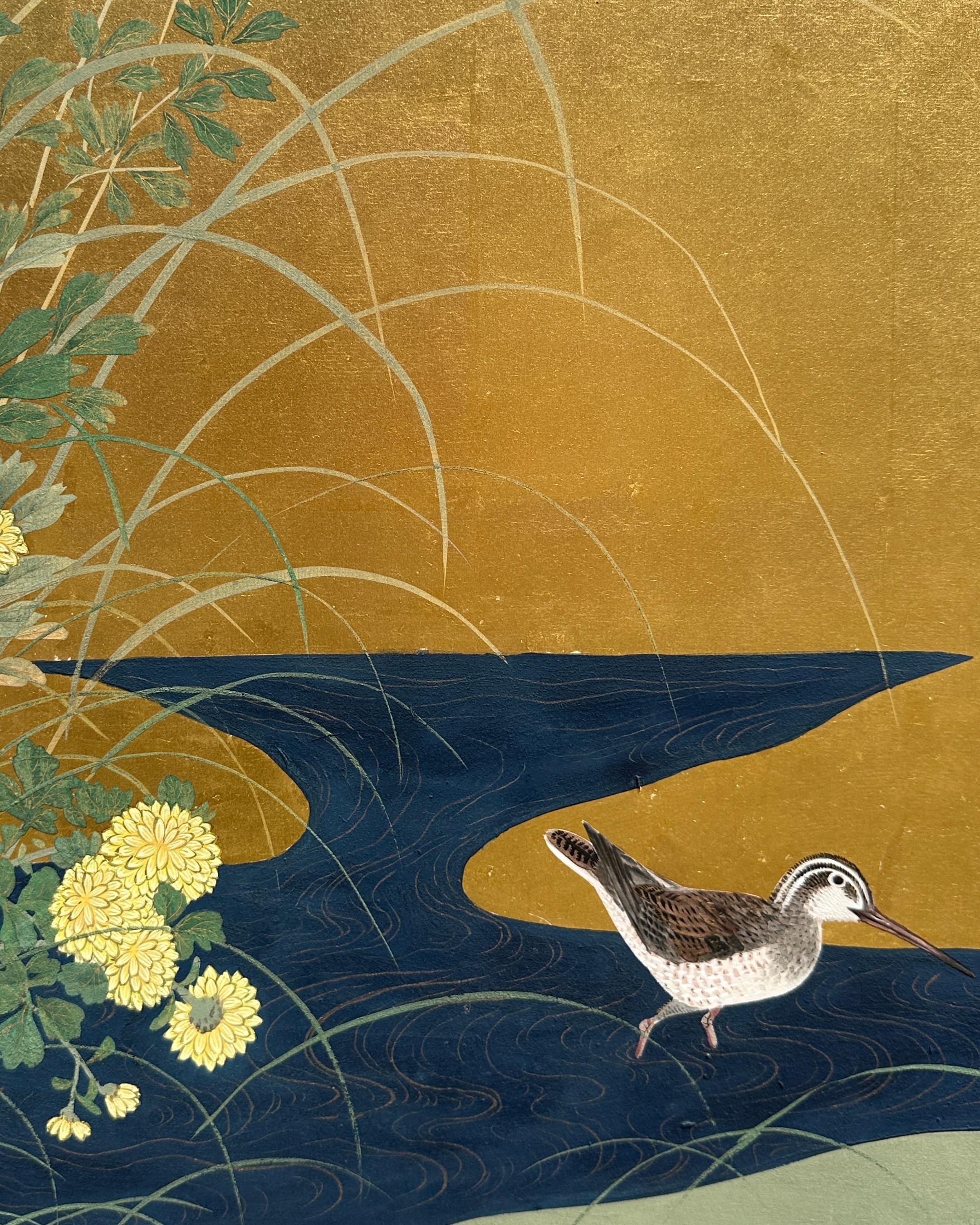 Japanese Screen: Flow of Time in Gold For Sale 9