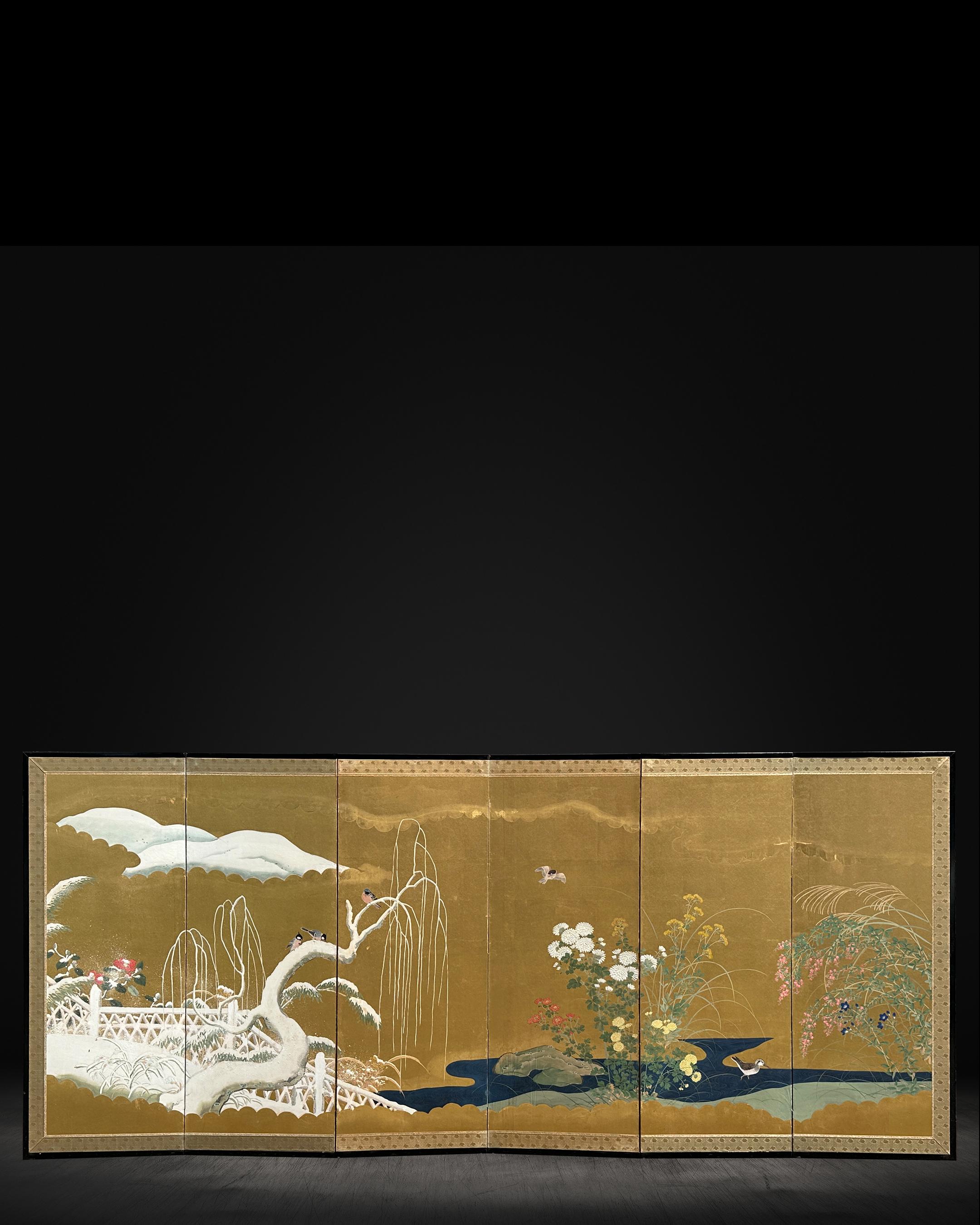 Japanese Screen: Flow of Time in Gold For Sale 13