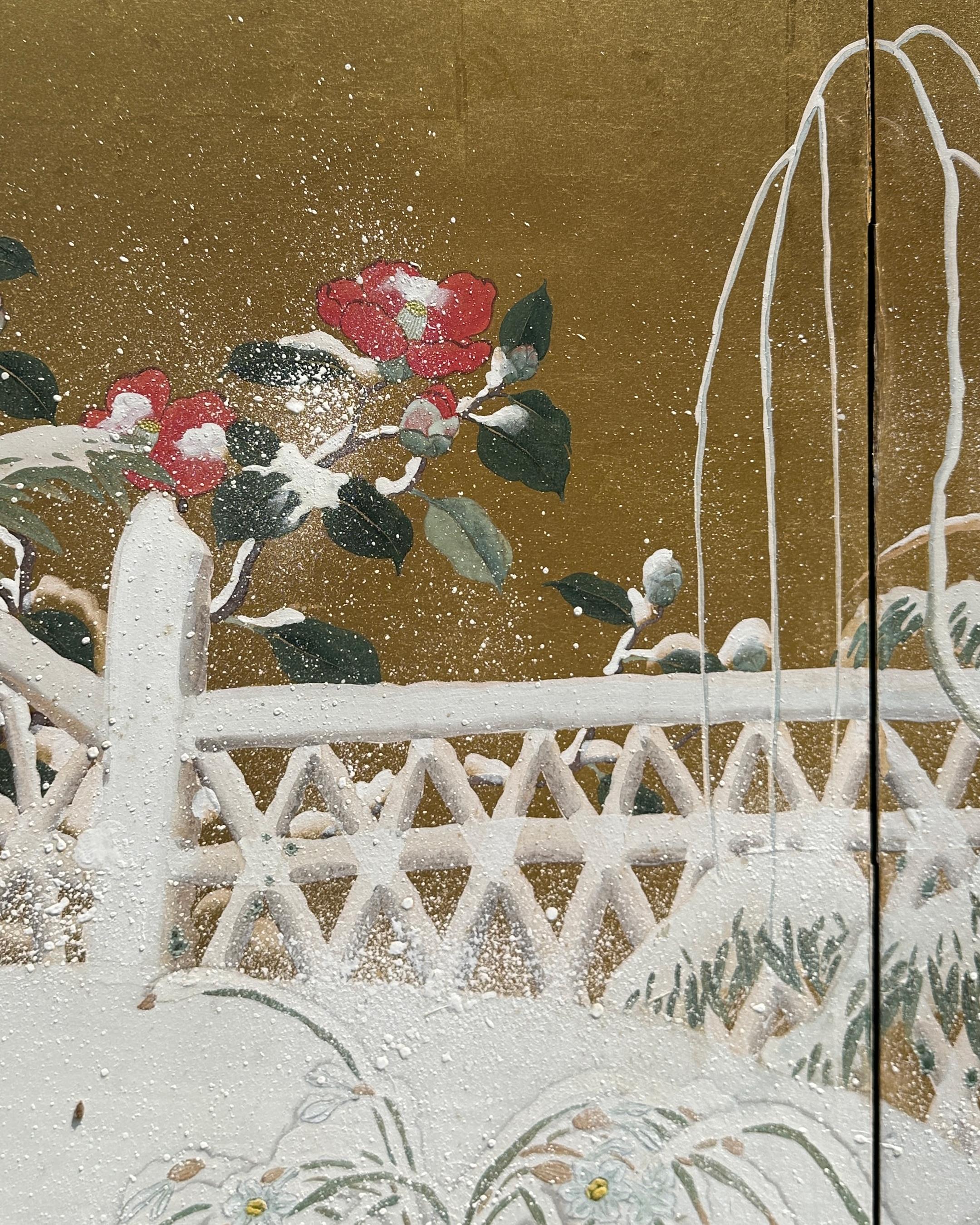 Edo Japanese Screen: Flow of Time in Gold For Sale