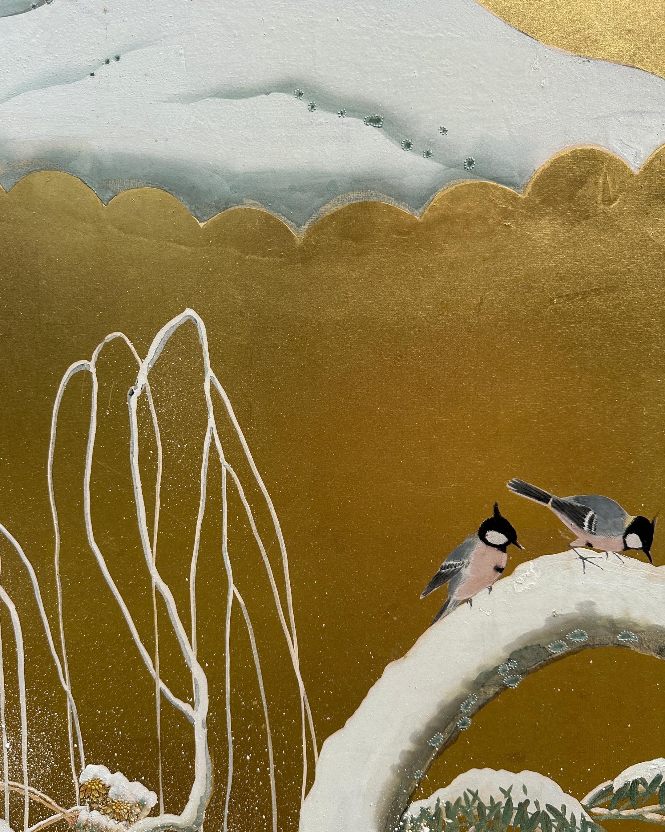 Japanese Screen: Flow of Time in Gold In Good Condition For Sale In Fukuoka, JP