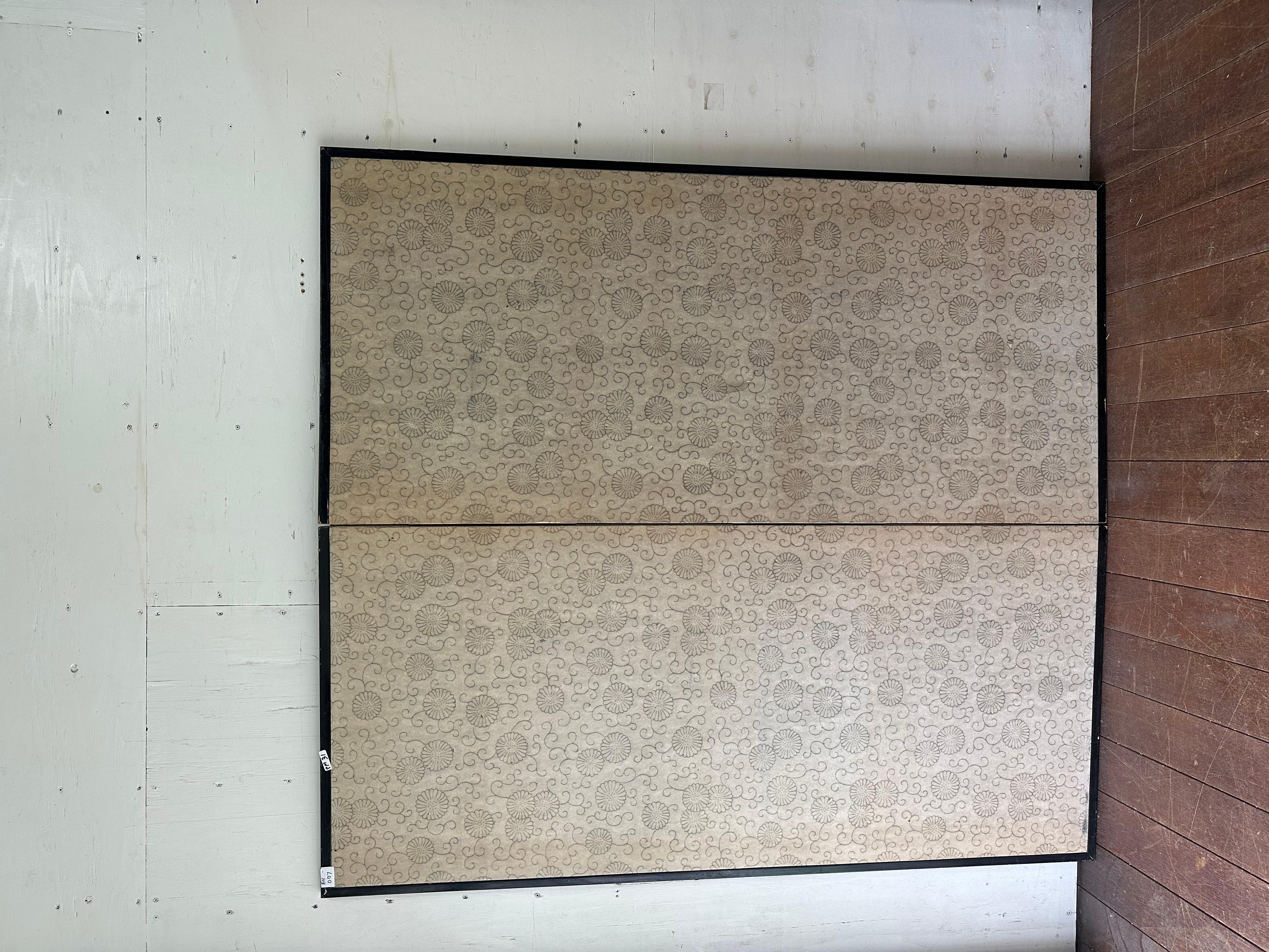 20th Century Japanese screen: Mandarin Ducks Beneath the Blossoms For Sale