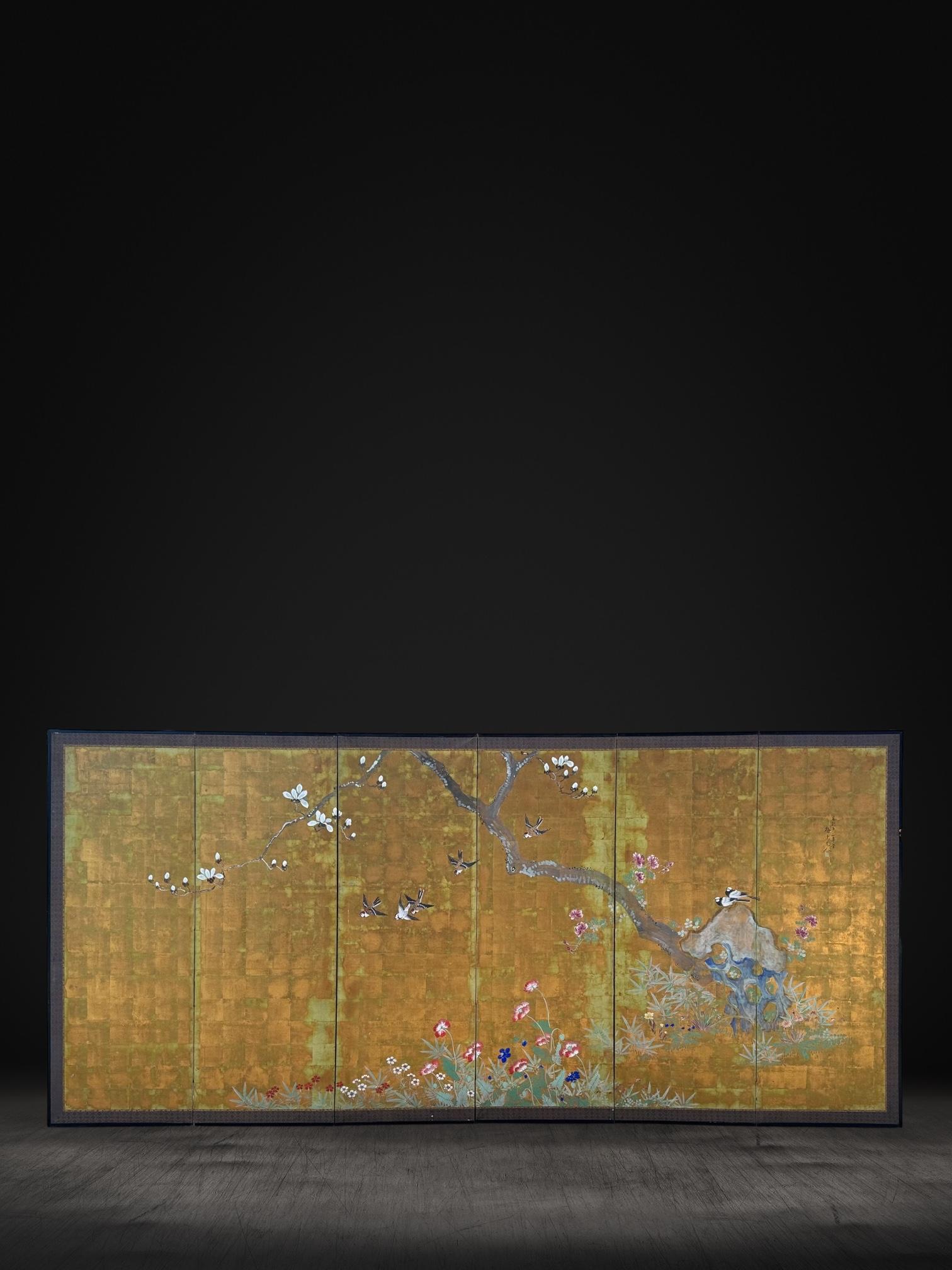 Japanese screen: Melody of Magnolia Blossoms For Sale 8