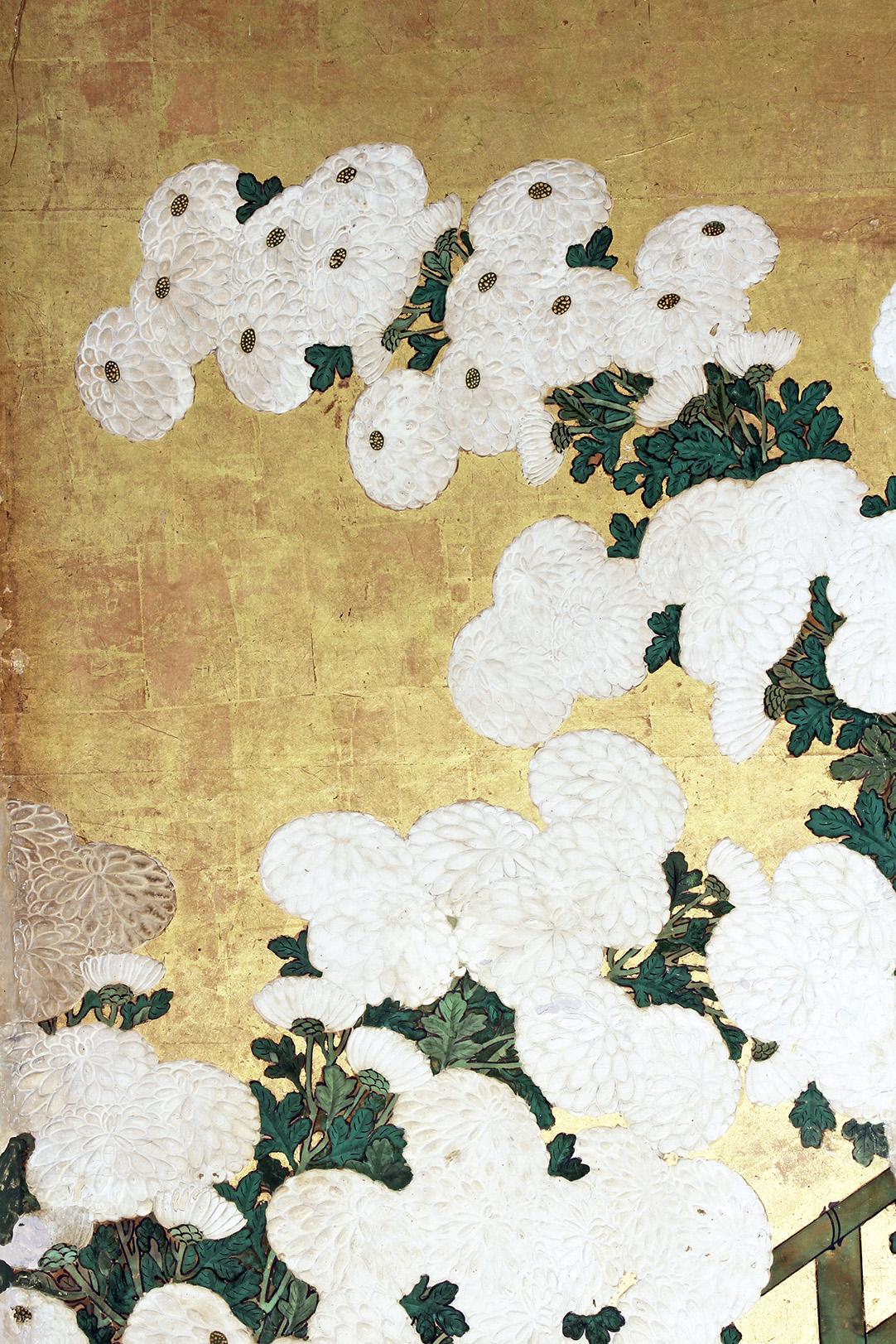 Japanese Screen mid Edo gold leaf In Good Condition For Sale In Brescia, IT