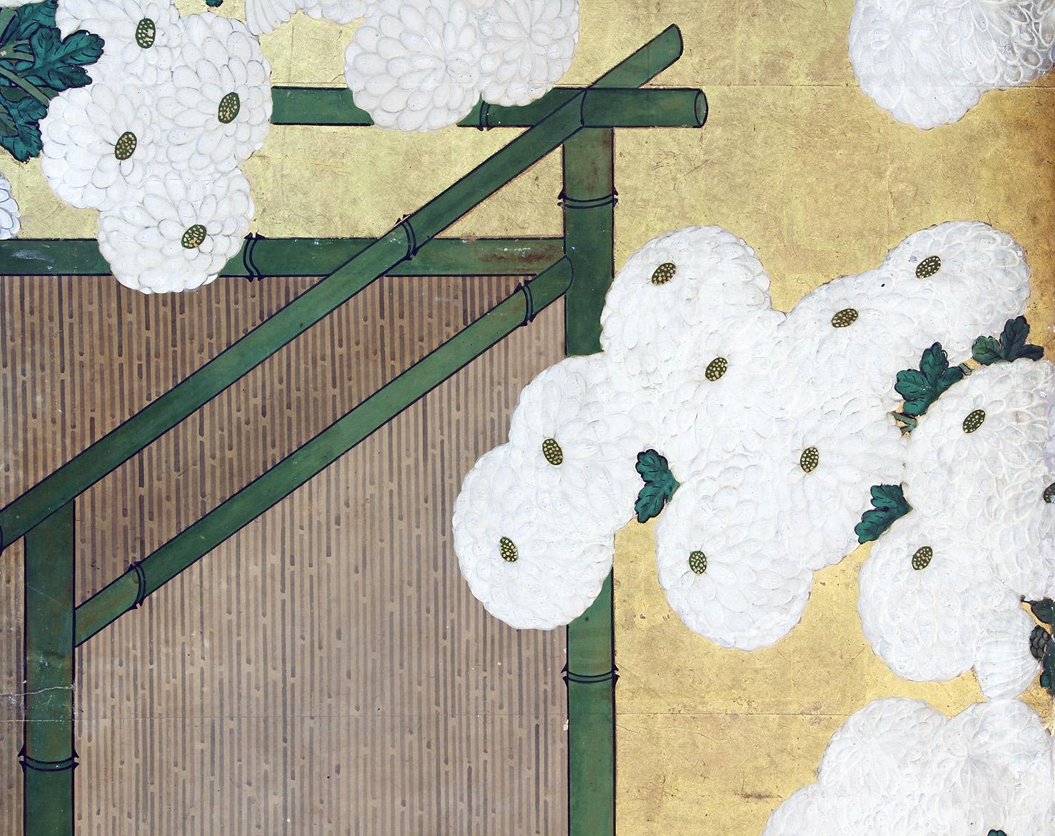 Gold Leaf Japanese Screen mid Edo gold leaf For Sale