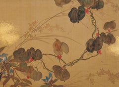 Japanese Screen Painting, Early 19th Century, Autumn Flowers by Sakai Hoitsu