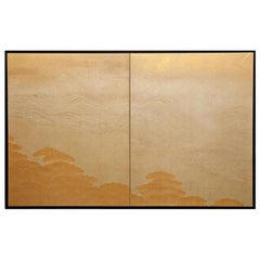 Japanese Screen: Seaside in Silver and Gold