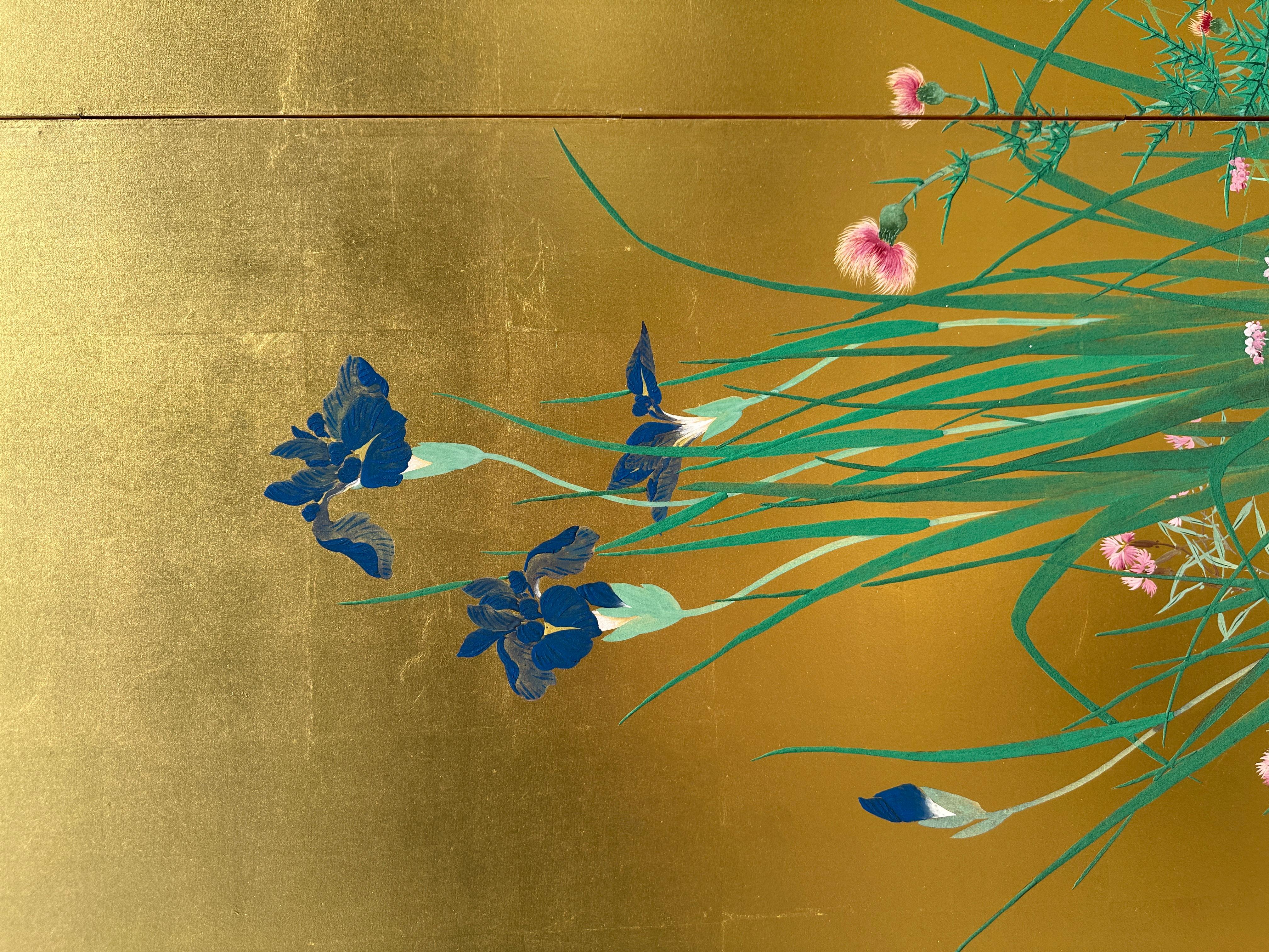 Japanese screen: Summer Breeze on Gold For Sale 4