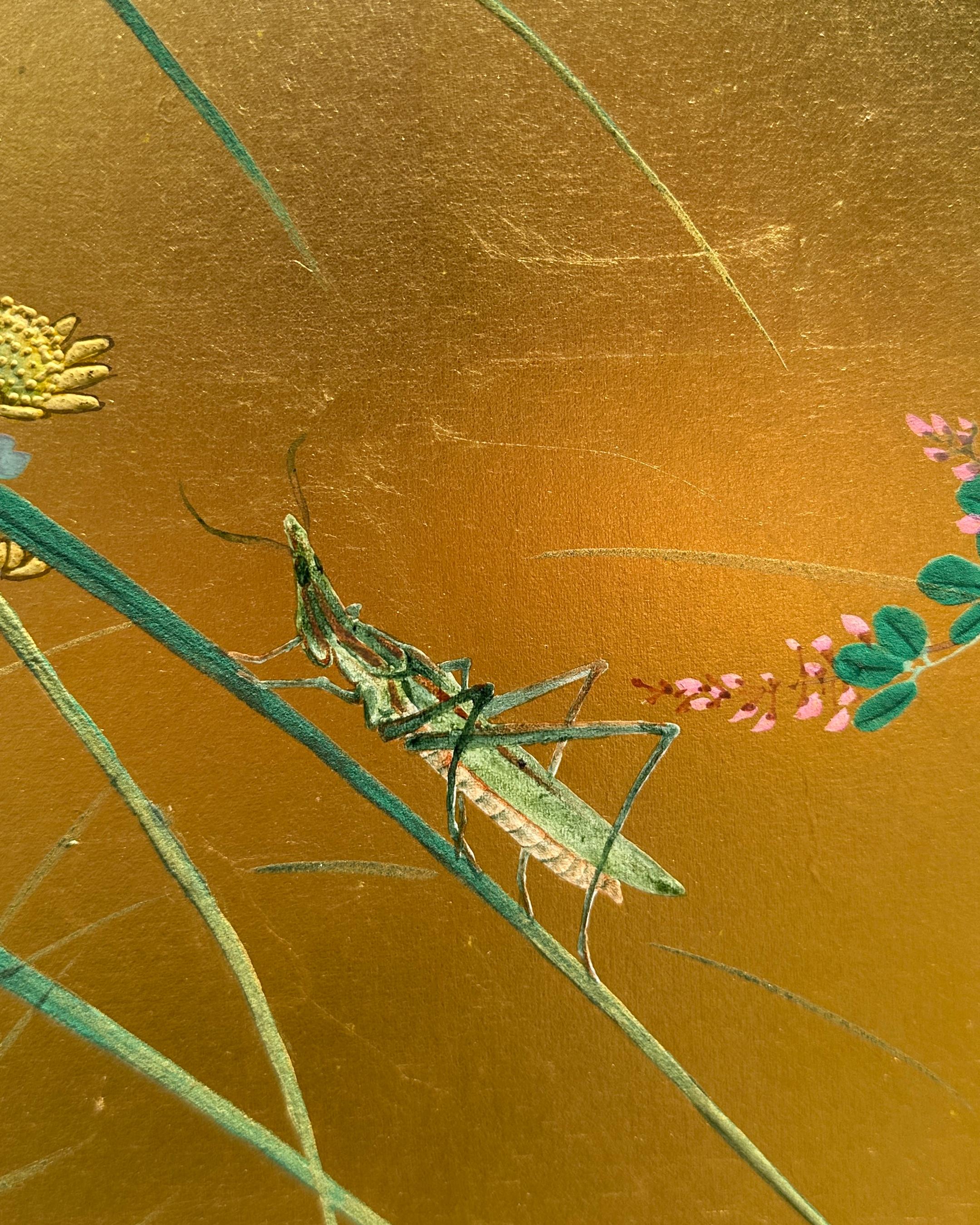 Schermo giapponese: Brezza d'estate su Oro in vendita 5