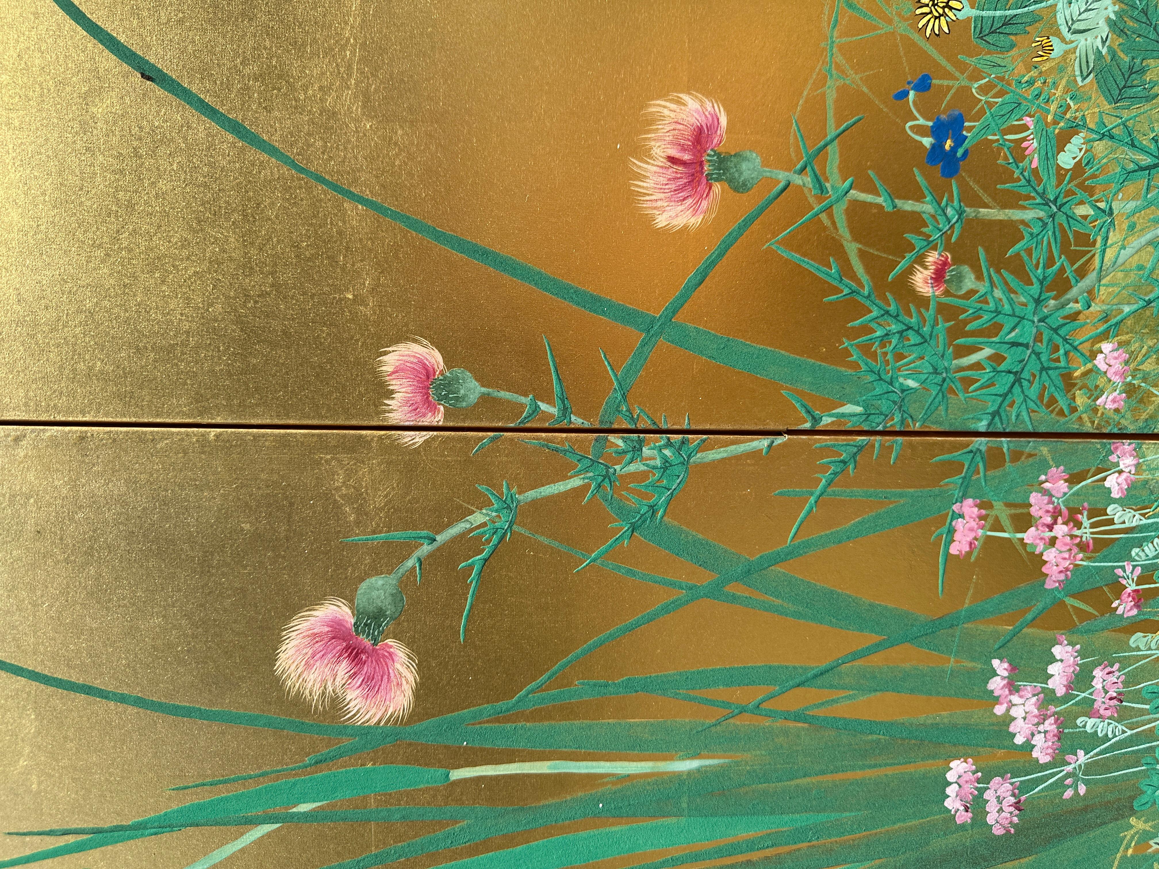 Japanese screen: Summer Breeze on Gold For Sale 5