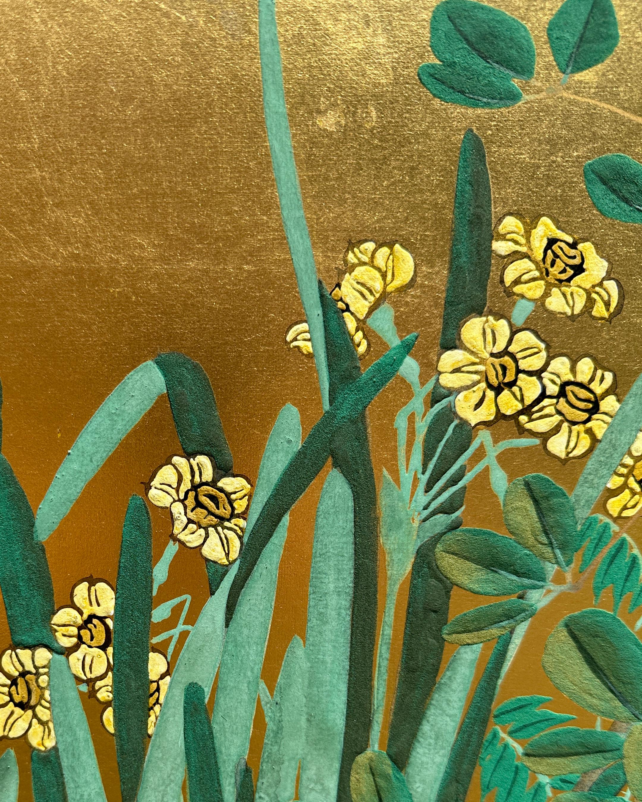 Schermo giapponese: Brezza d'estate su Oro in vendita 7