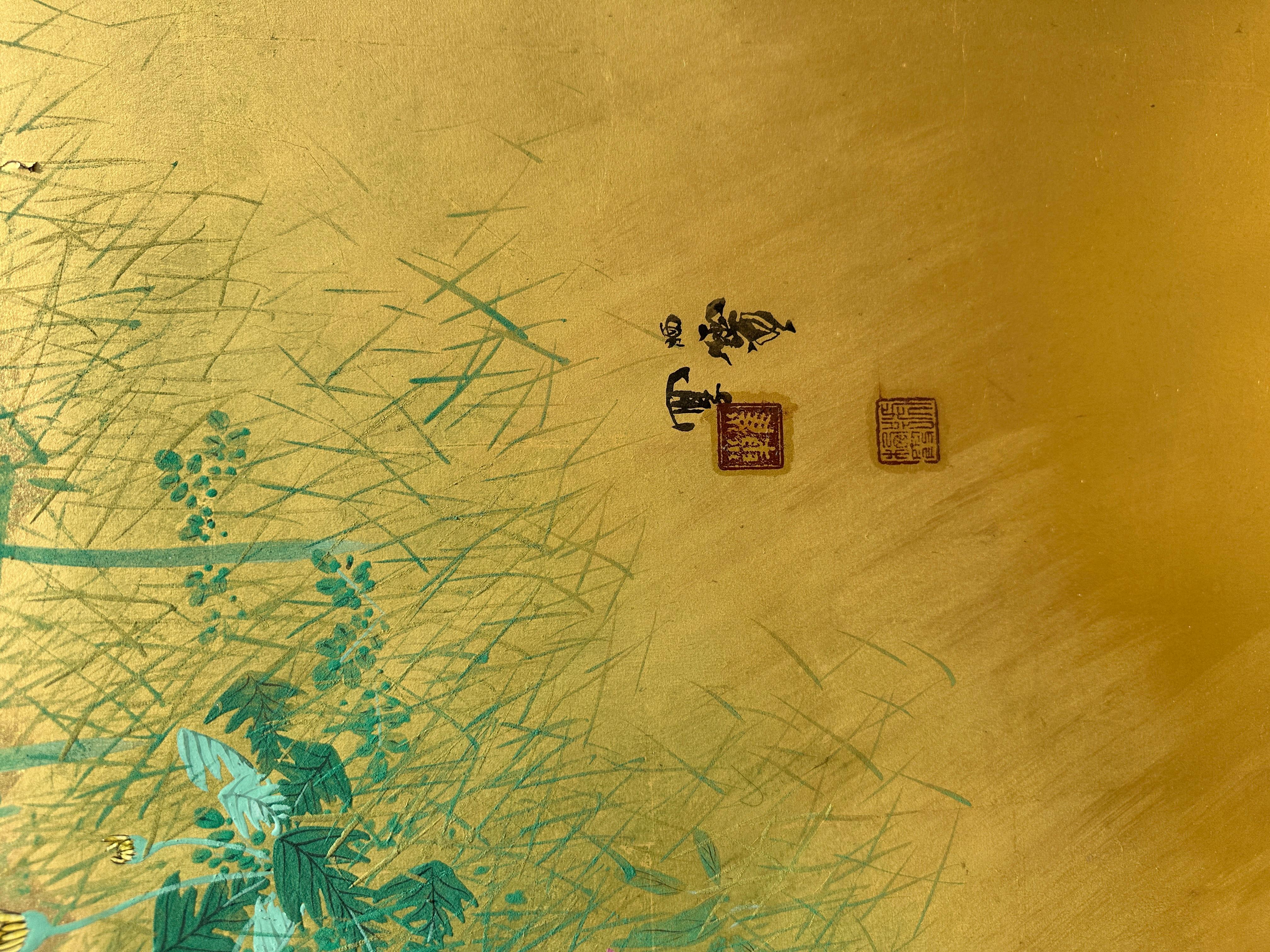 Japanese screen: Summer Breeze on Gold For Sale 7