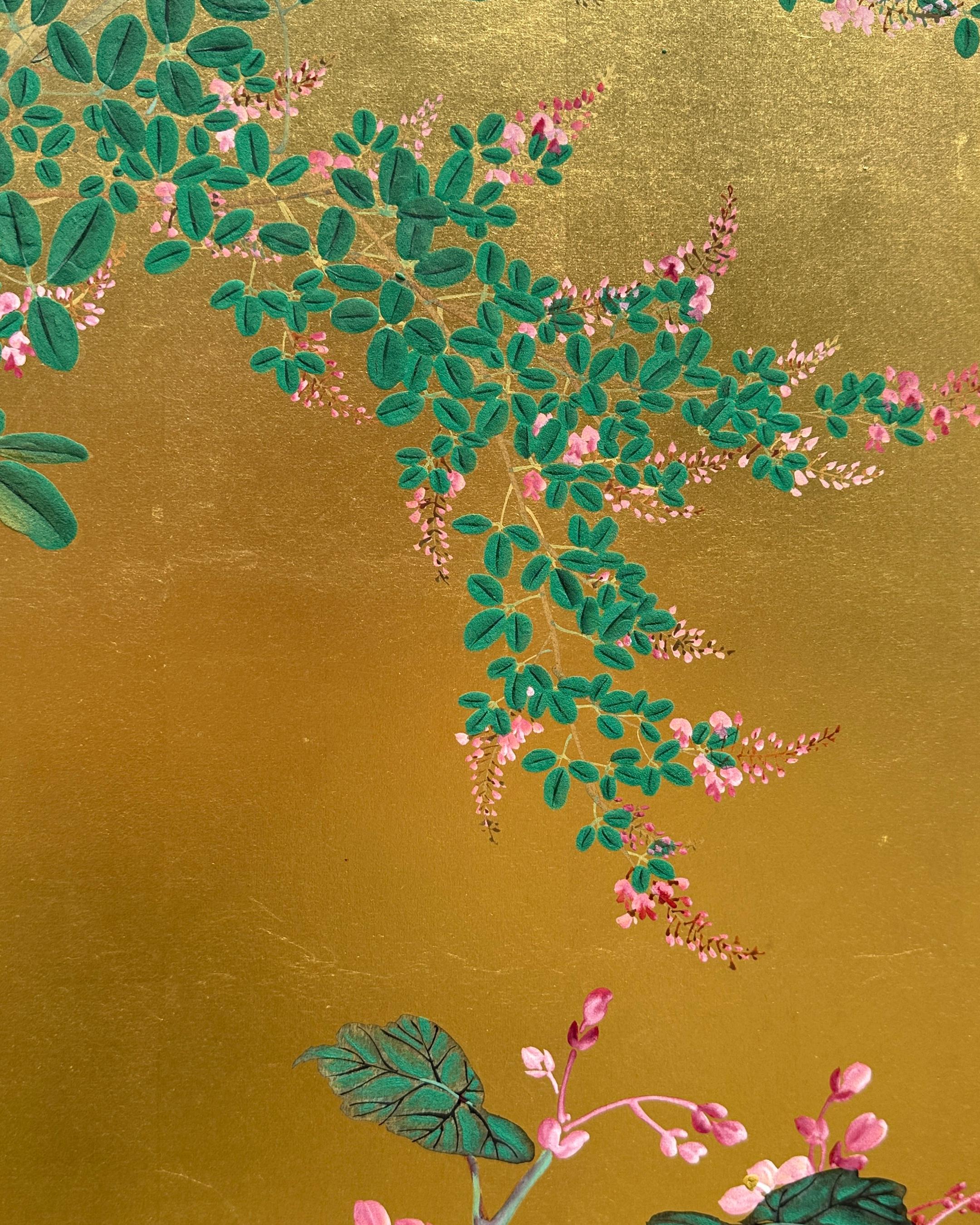 Schermo giapponese: Brezza d'estate su Oro in vendita 9