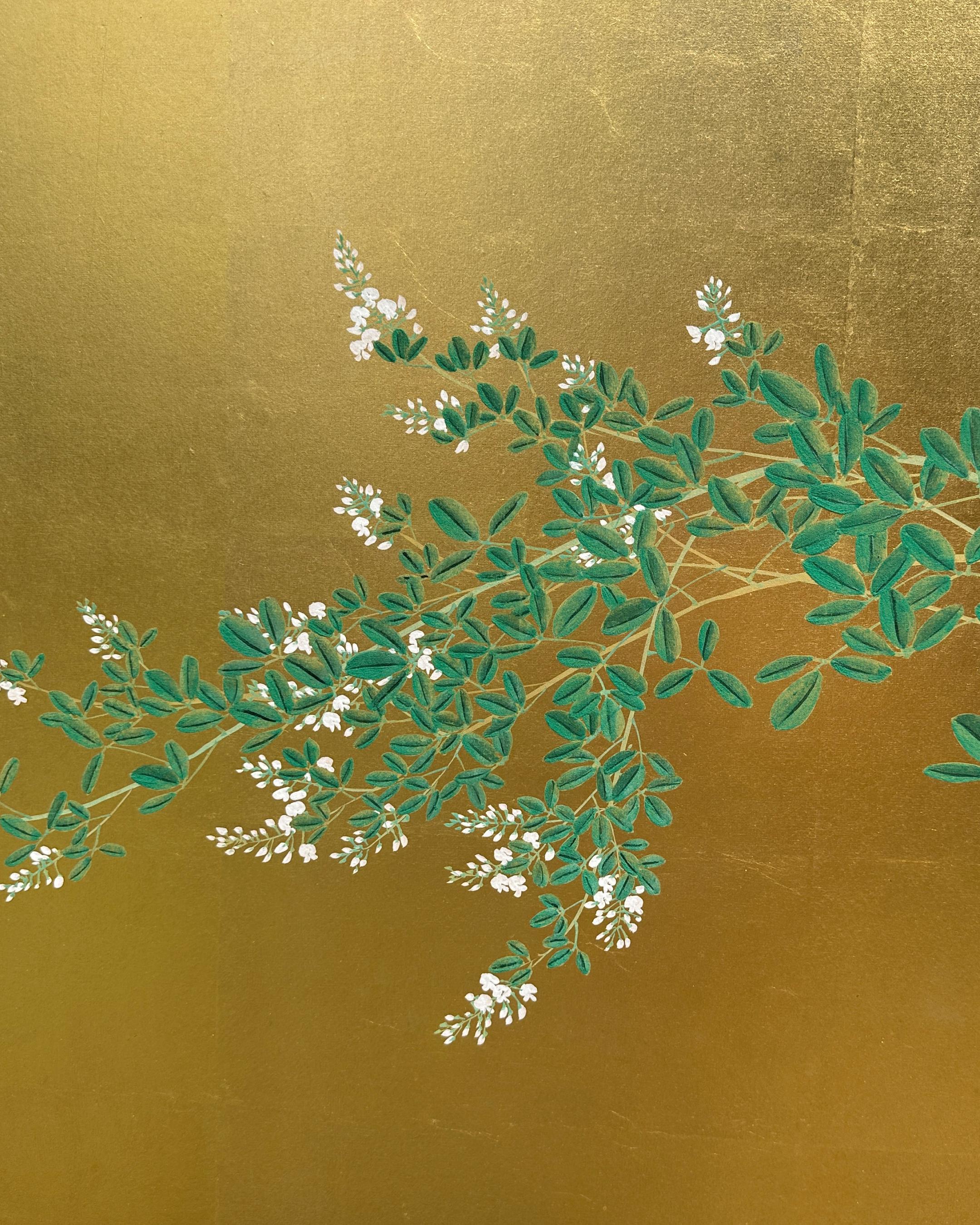 Schermo giapponese: Brezza d'estate su Oro in vendita 11