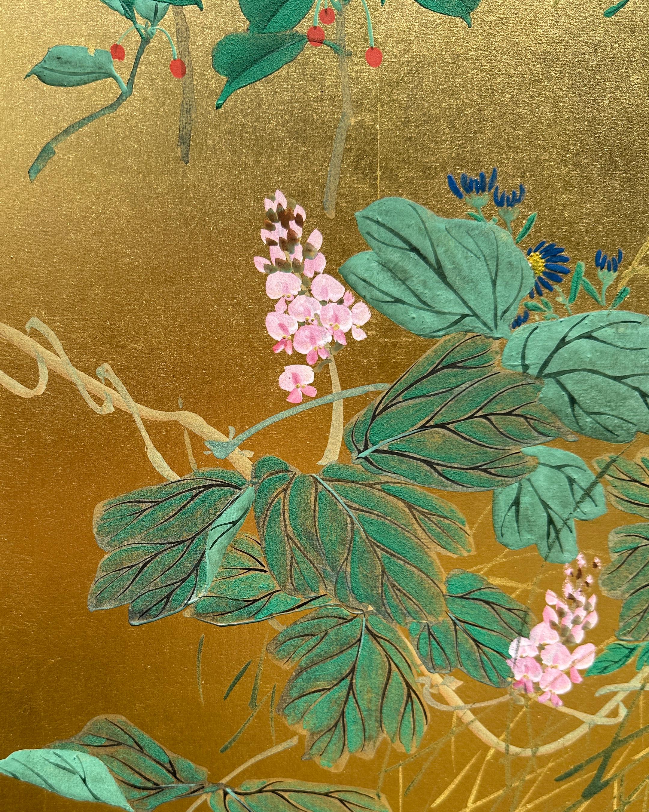 Schermo giapponese: Brezza d'estate su Oro In condizioni ottime in vendita a Fukuoka, JP