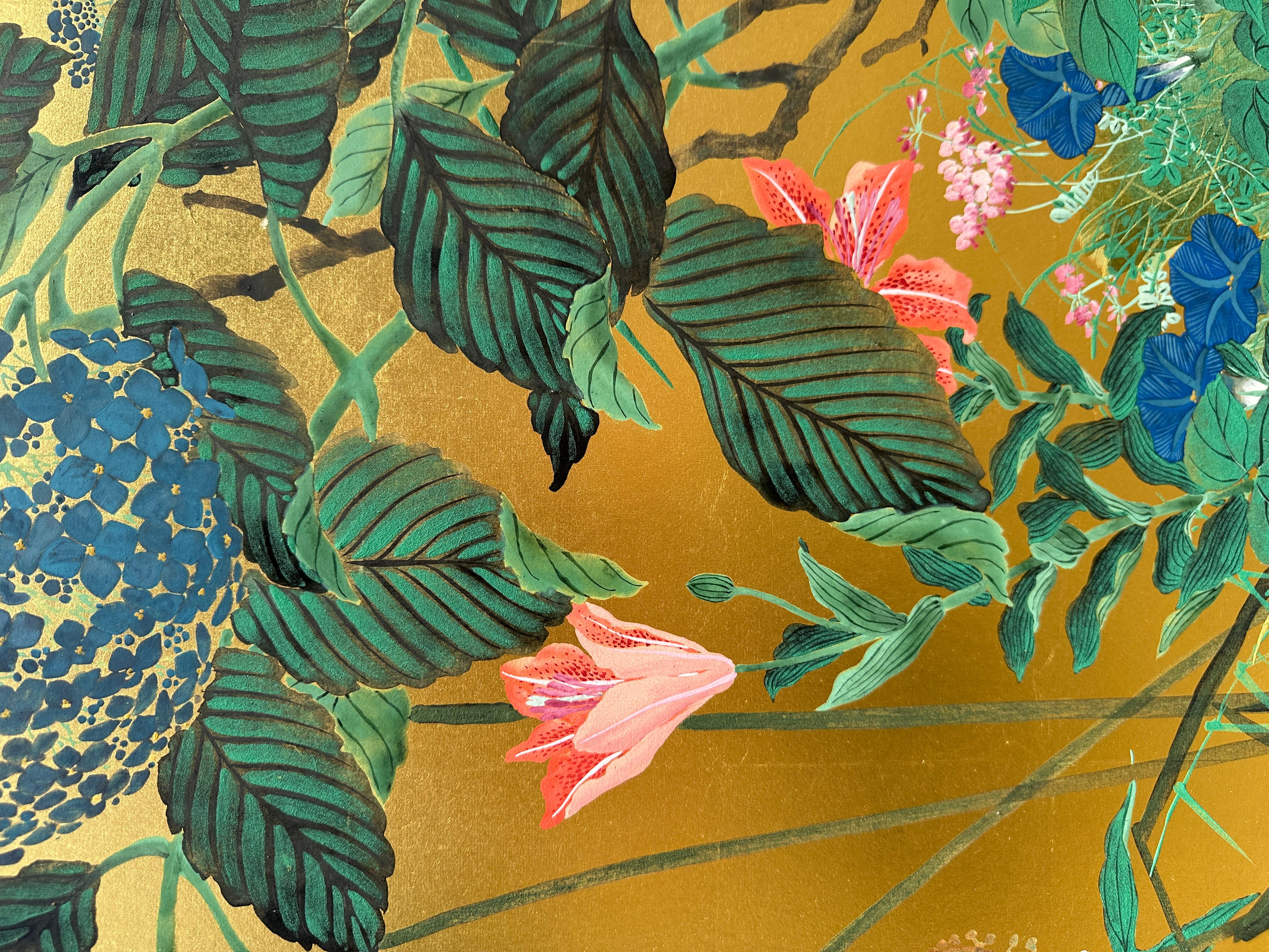 Japanese screen: Summer Breeze on Gold In Excellent Condition For Sale In Fukuoka, JP