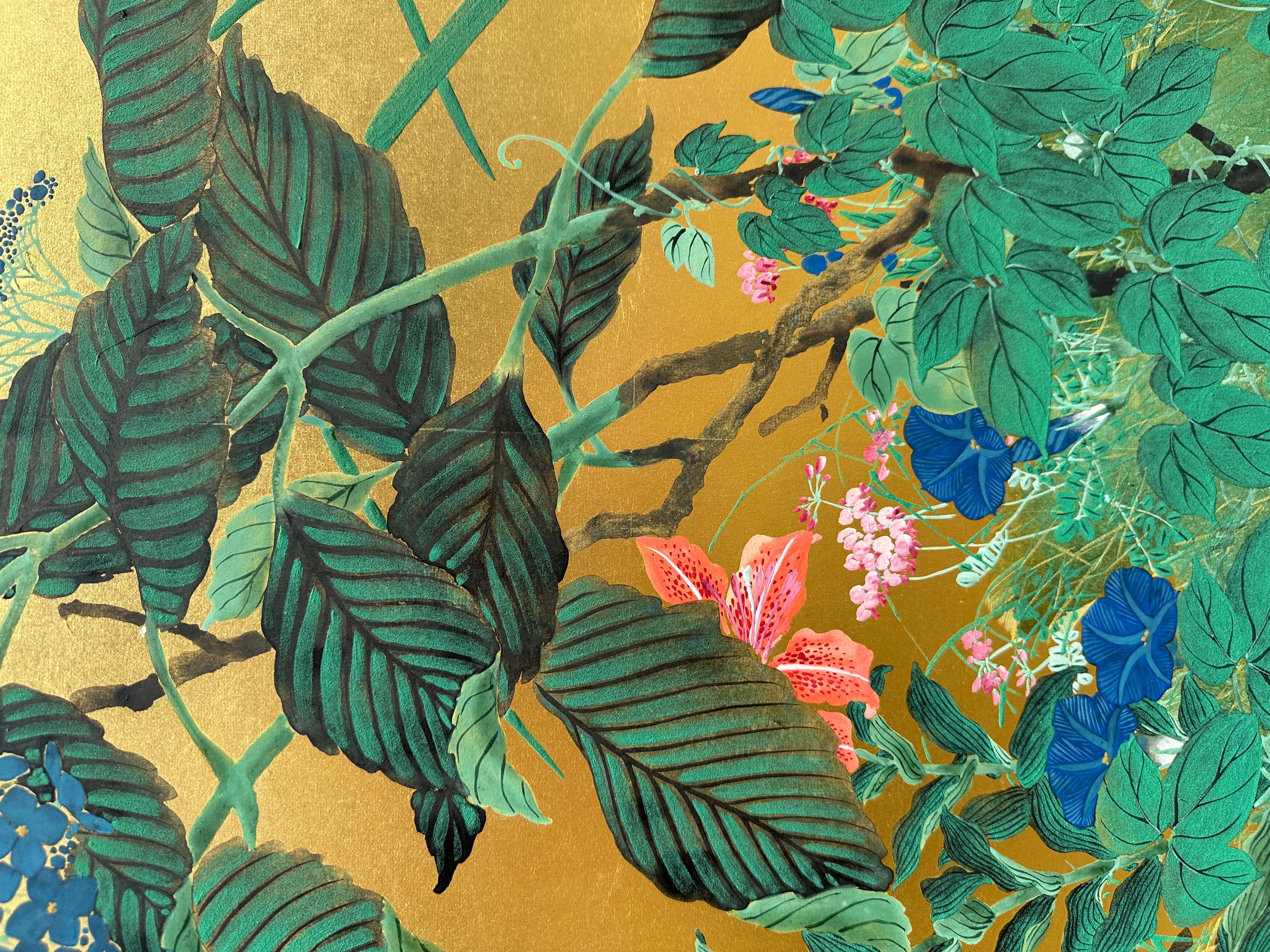 20th Century Japanese screen: Summer Breeze on Gold For Sale