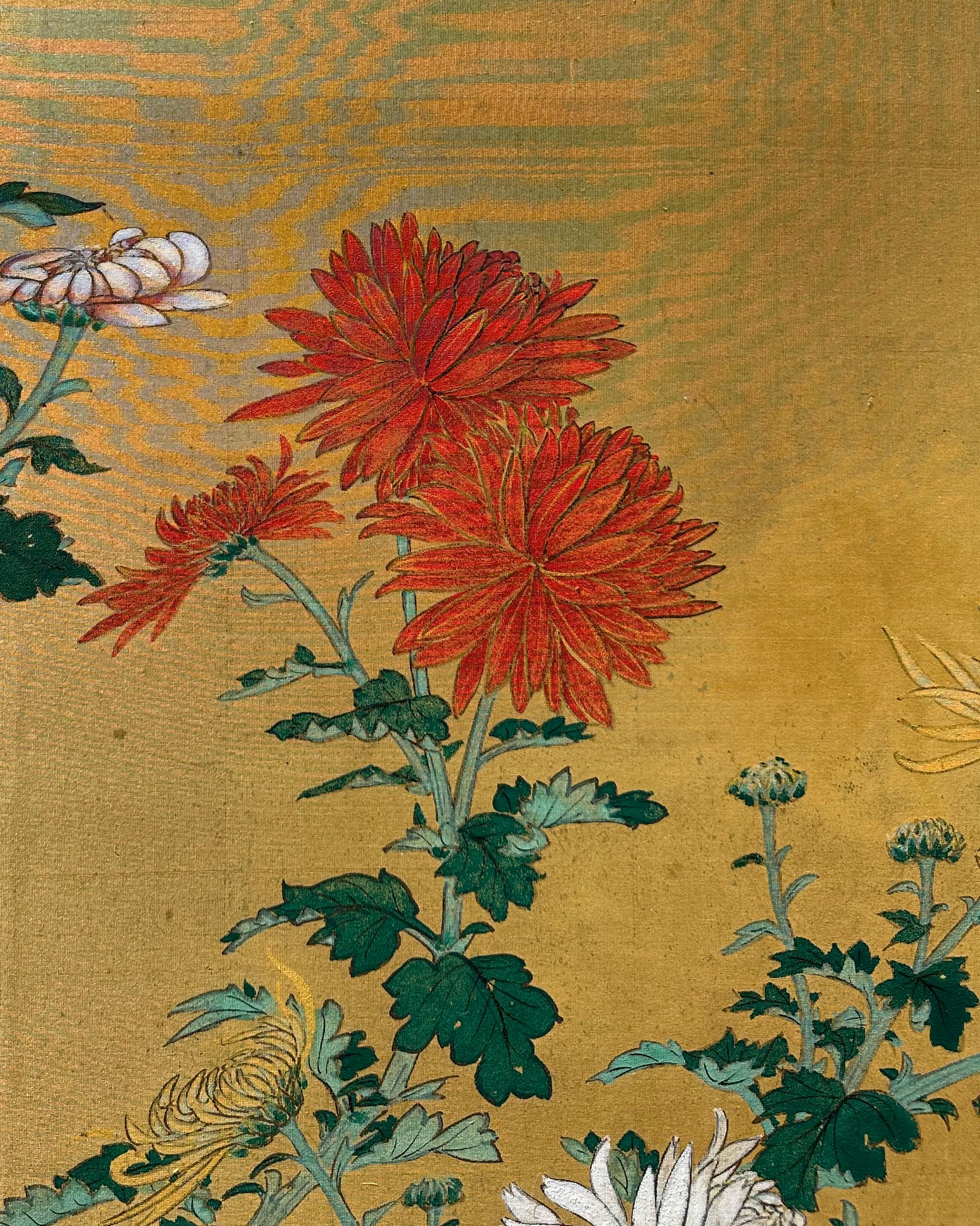 19th Century Japanese Screens: Echo of Chrysanthemums For Sale