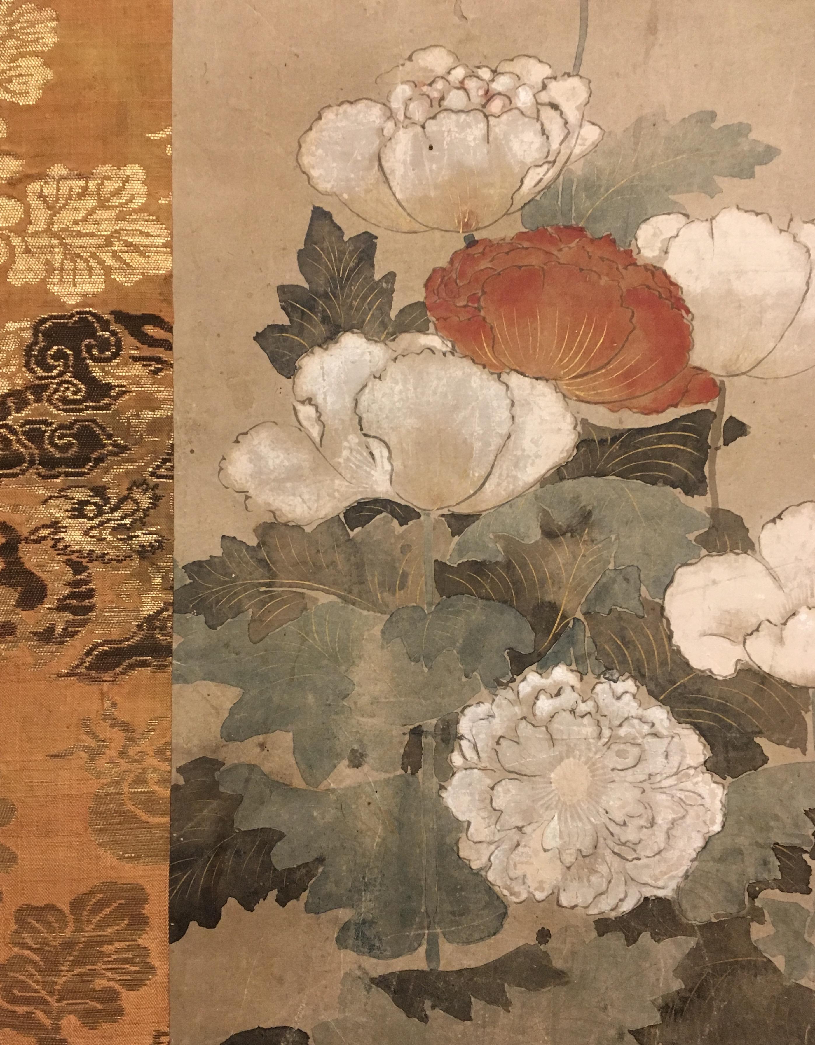 18th Century Japanese Scroll of Poppies In Good Condition For Sale In Hudson, NY