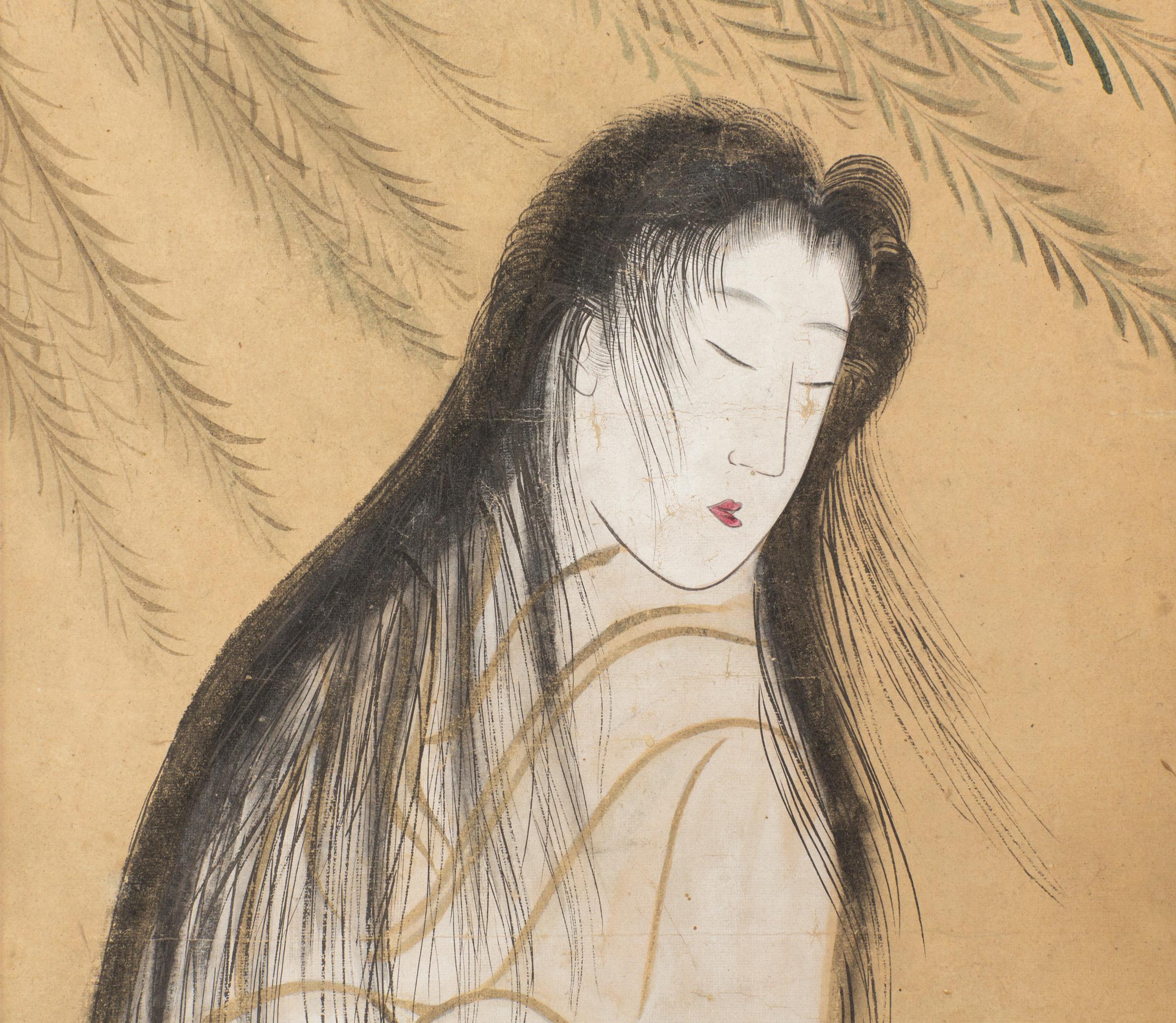Edo Japanese Scroll of the Spirit of a Beautiful Woman, Seal Reads Toyokuni