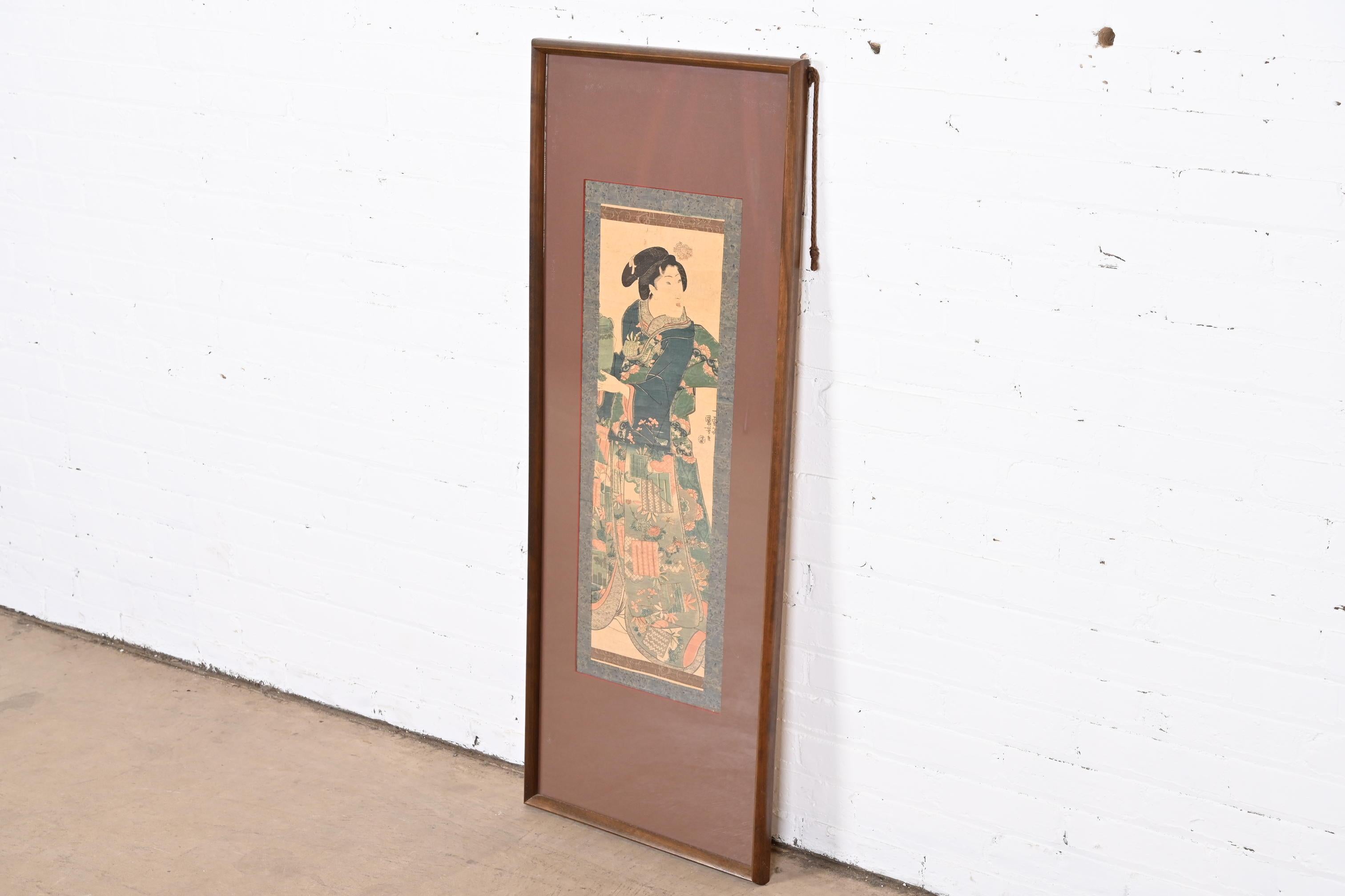 Japonisme Japanese Scroll Painting of Woman From Frank Lloyd Wright's DeRhode's House