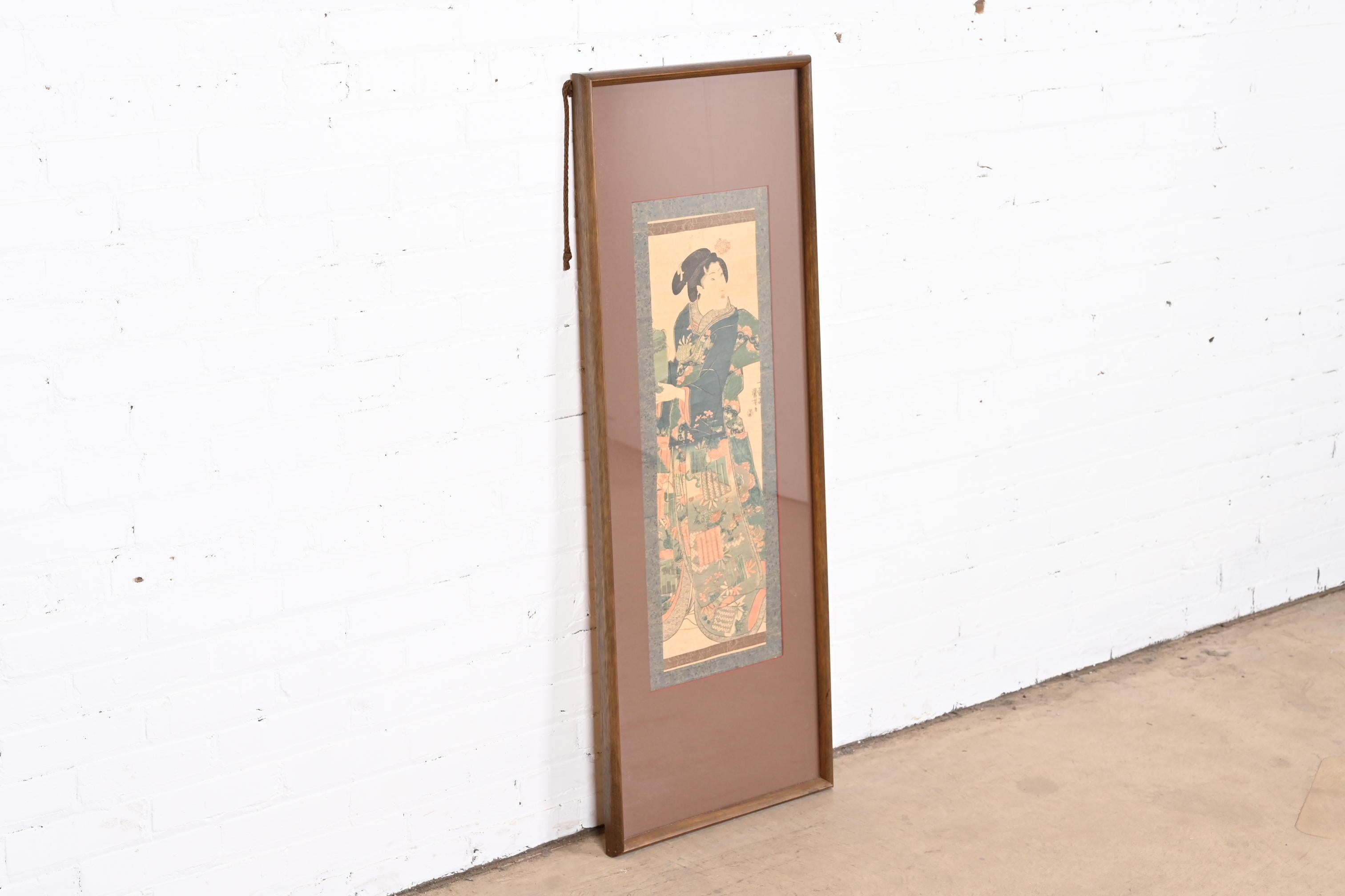 Japanese Scroll Painting of Woman From Frank Lloyd Wright's DeRhode's House In Good Condition In South Bend, IN