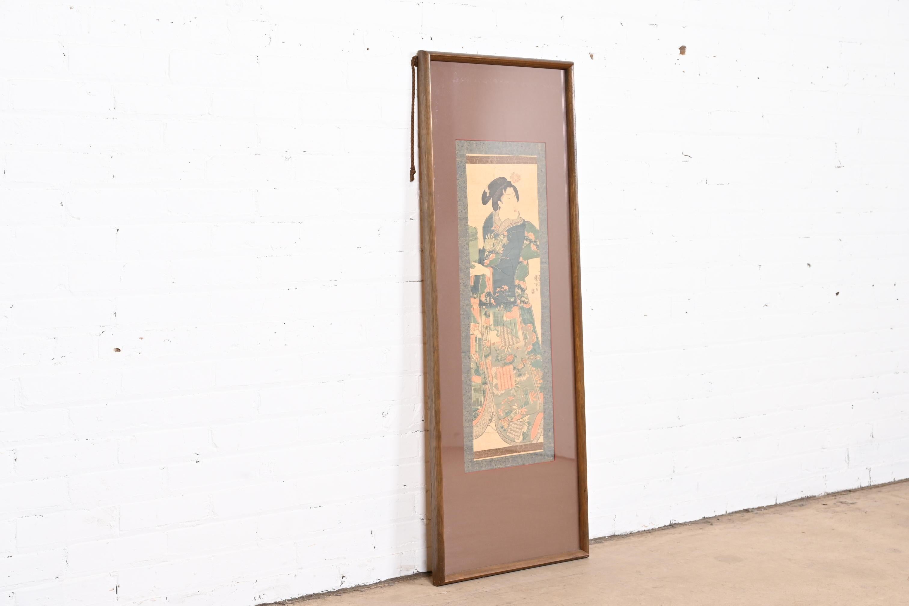 20th Century Japanese Scroll Painting of Woman From Frank Lloyd Wright's DeRhode's House