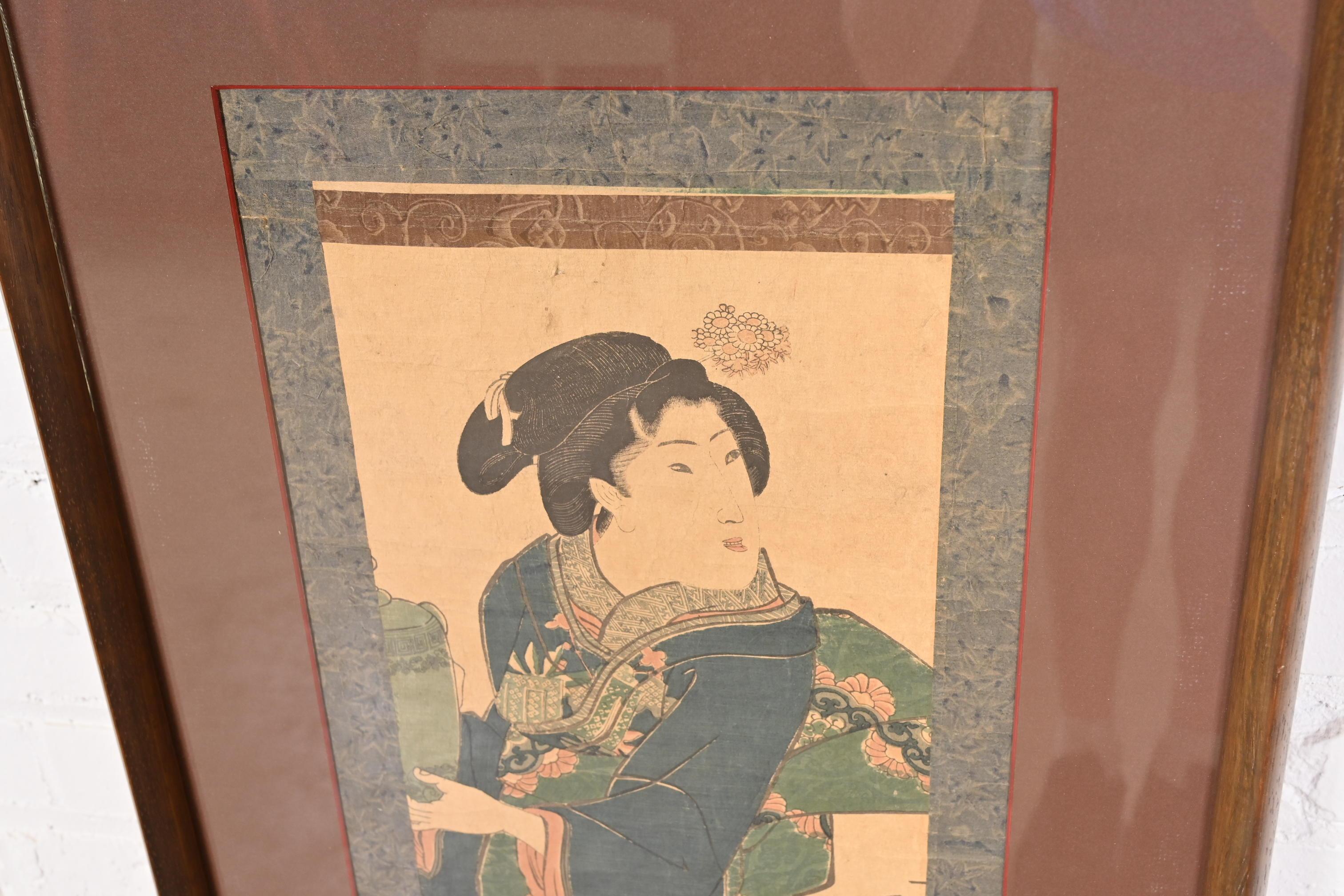 Japanese Scroll Painting of Woman From Frank Lloyd Wright's DeRhode's House 1