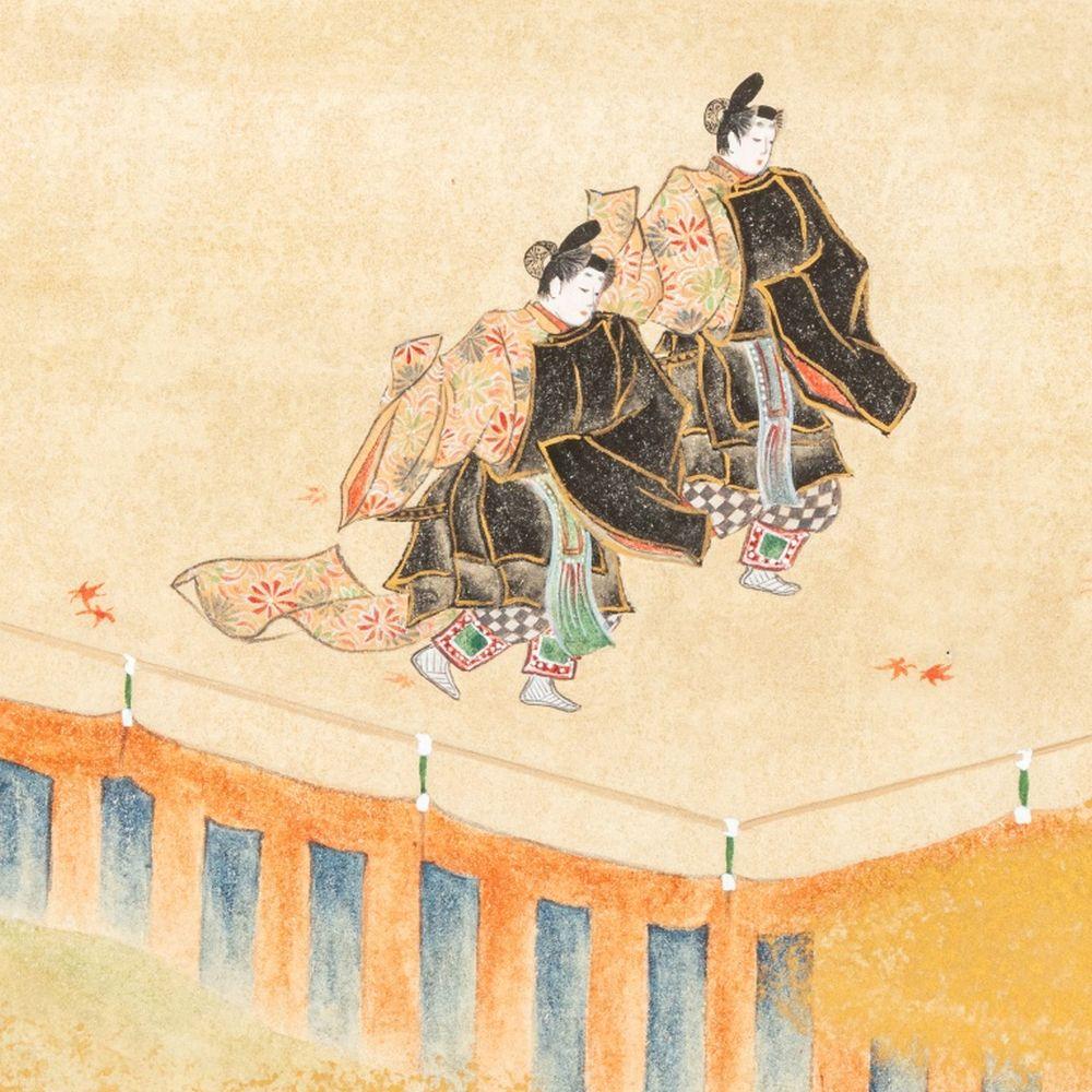 Ming Japanese Seasons Landscape 4-Panel Byobu Screen For Sale