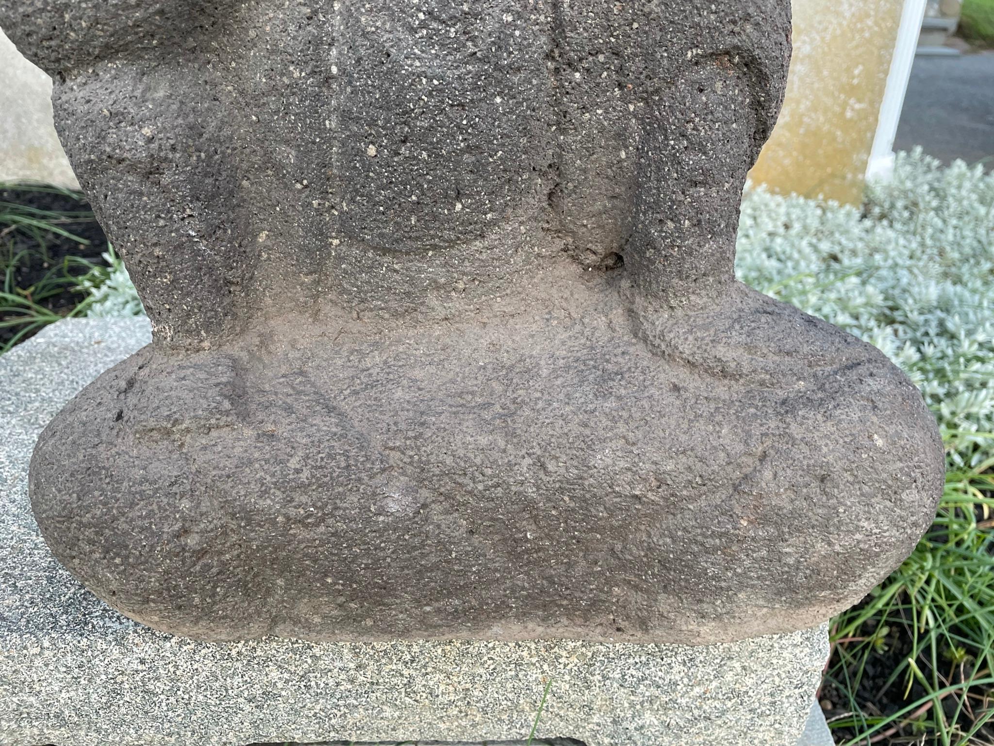 Japanese Rare Serene Stone Buddha Kanon Guan Yin, 18thc  4
