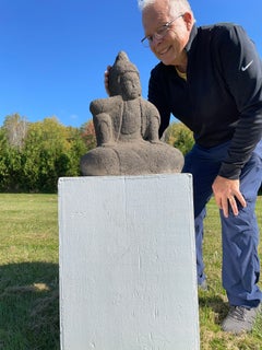 Japanese Rare Serene Stone Buddha Kanon Guan Yin, 18thc