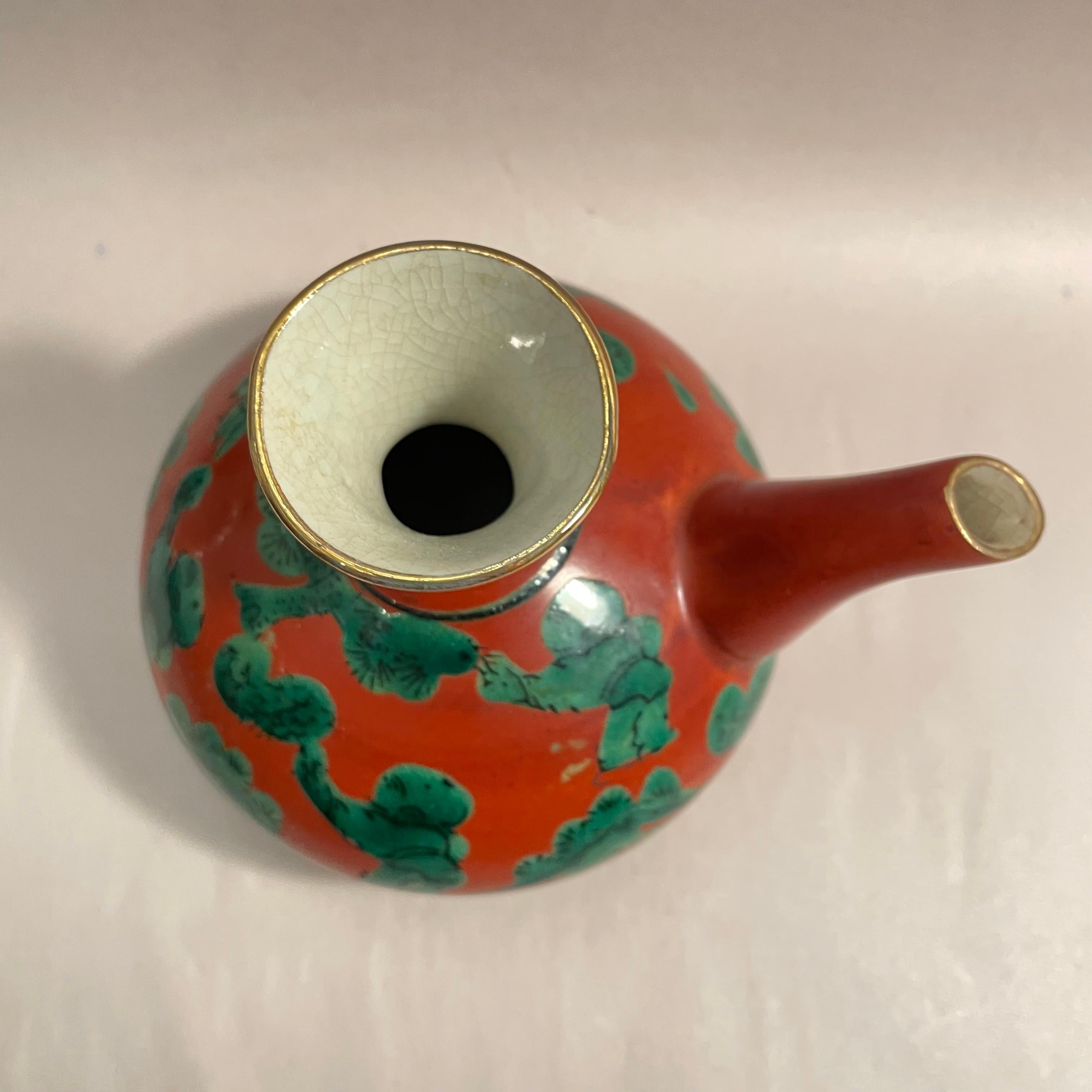 Japanischer Service-Krug für das Serviergeschirr im Sake-Stil, Mokubei Aoki Kutani-Ware 1960er Jahre (Mitte des 20. Jahrhunderts) im Angebot