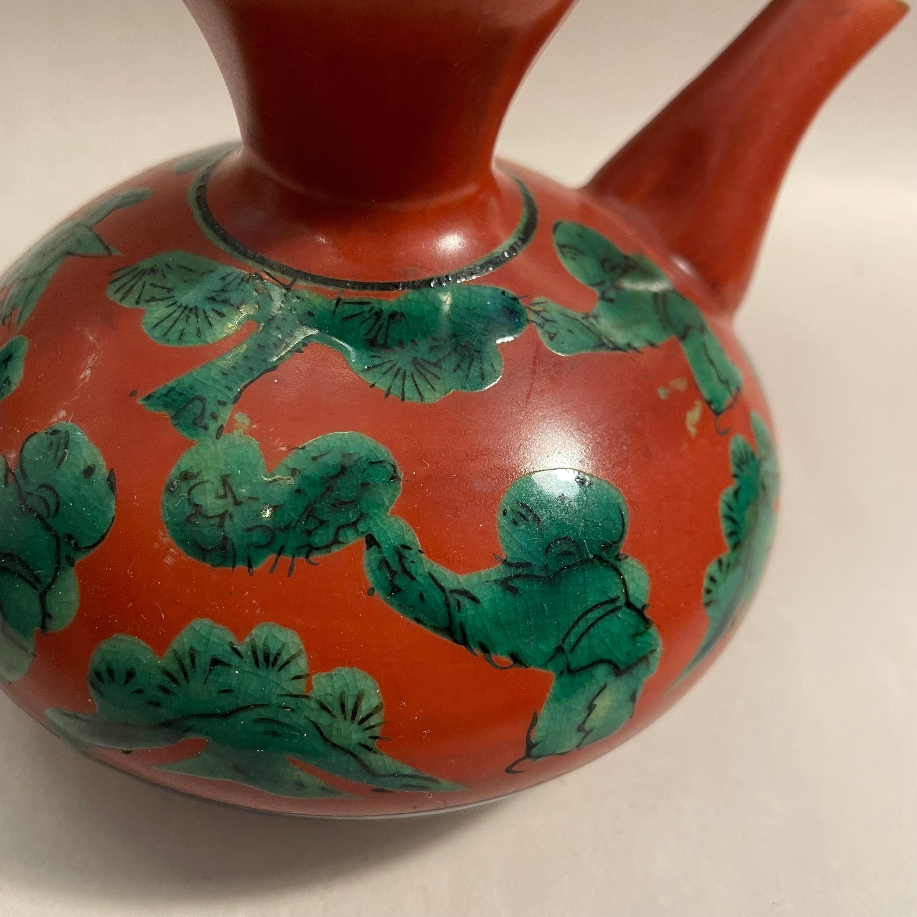 Japanischer Service-Krug für das Serviergeschirr im Sake-Stil, Mokubei Aoki Kutani-Ware 1960er Jahre im Angebot 1