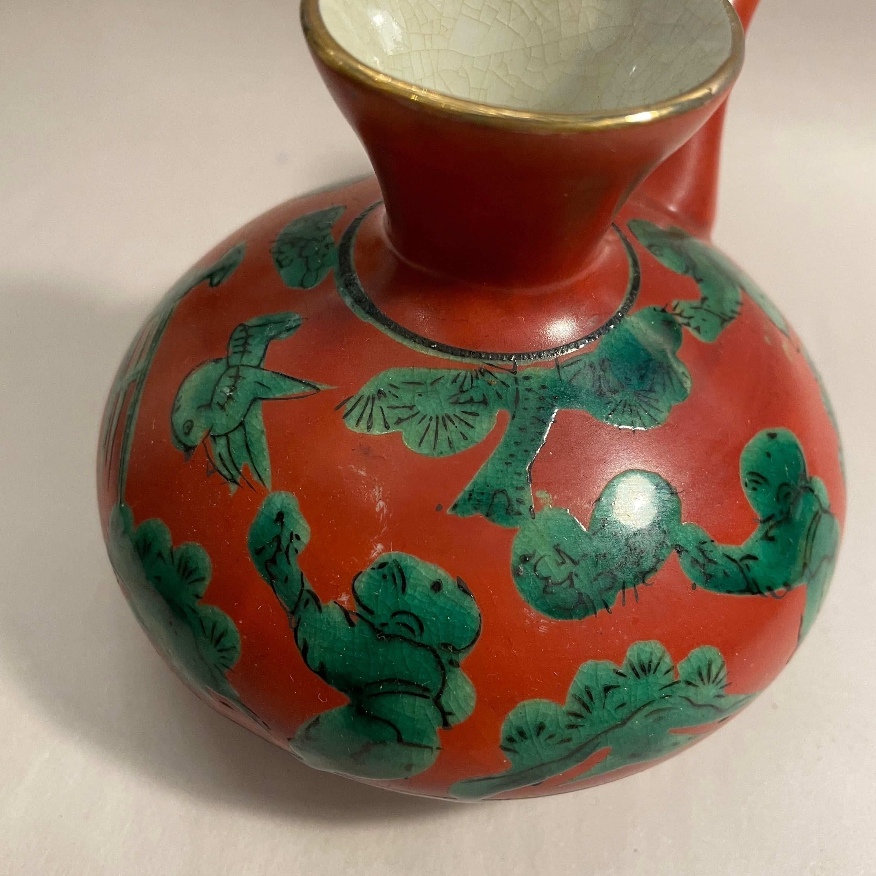 Japanischer Service-Krug für das Serviergeschirr im Sake-Stil, Mokubei Aoki Kutani-Ware 1960er Jahre im Angebot 3