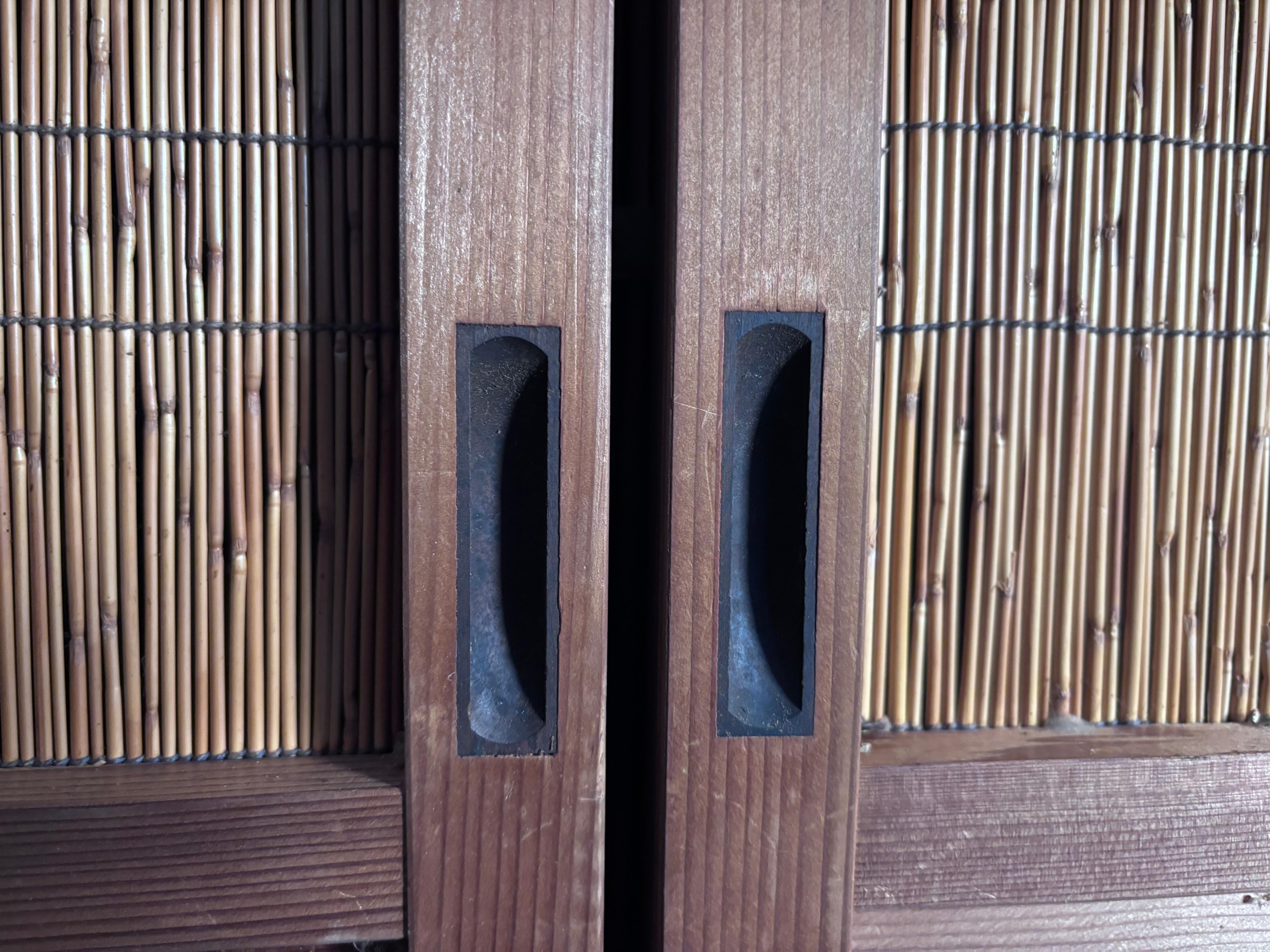 Japanese Set of Two Fine Birds And Dragonfly Shoji Doors Screens 1