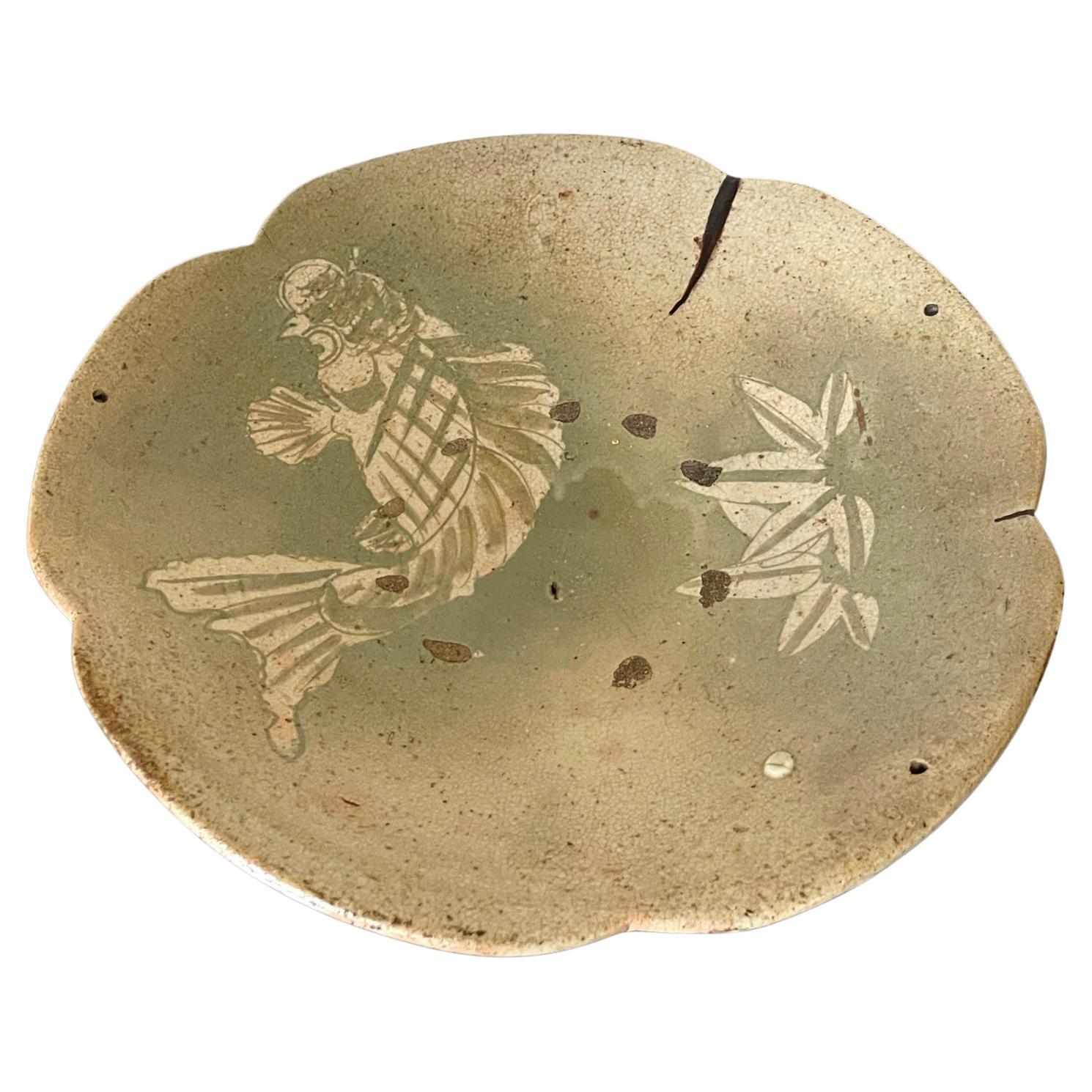 Japanese Seto Mingei Ceramic Plate Ishizara Edo Peorid For Sale