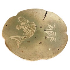 Antique Japanese Seto Mingei Ceramic Plate Ishizara Edo Peorid