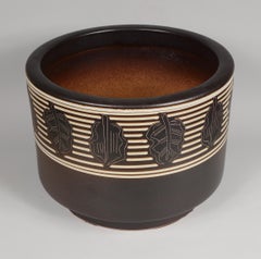 Japanese Sgraffito Architectural Pottery Planter Midcentury