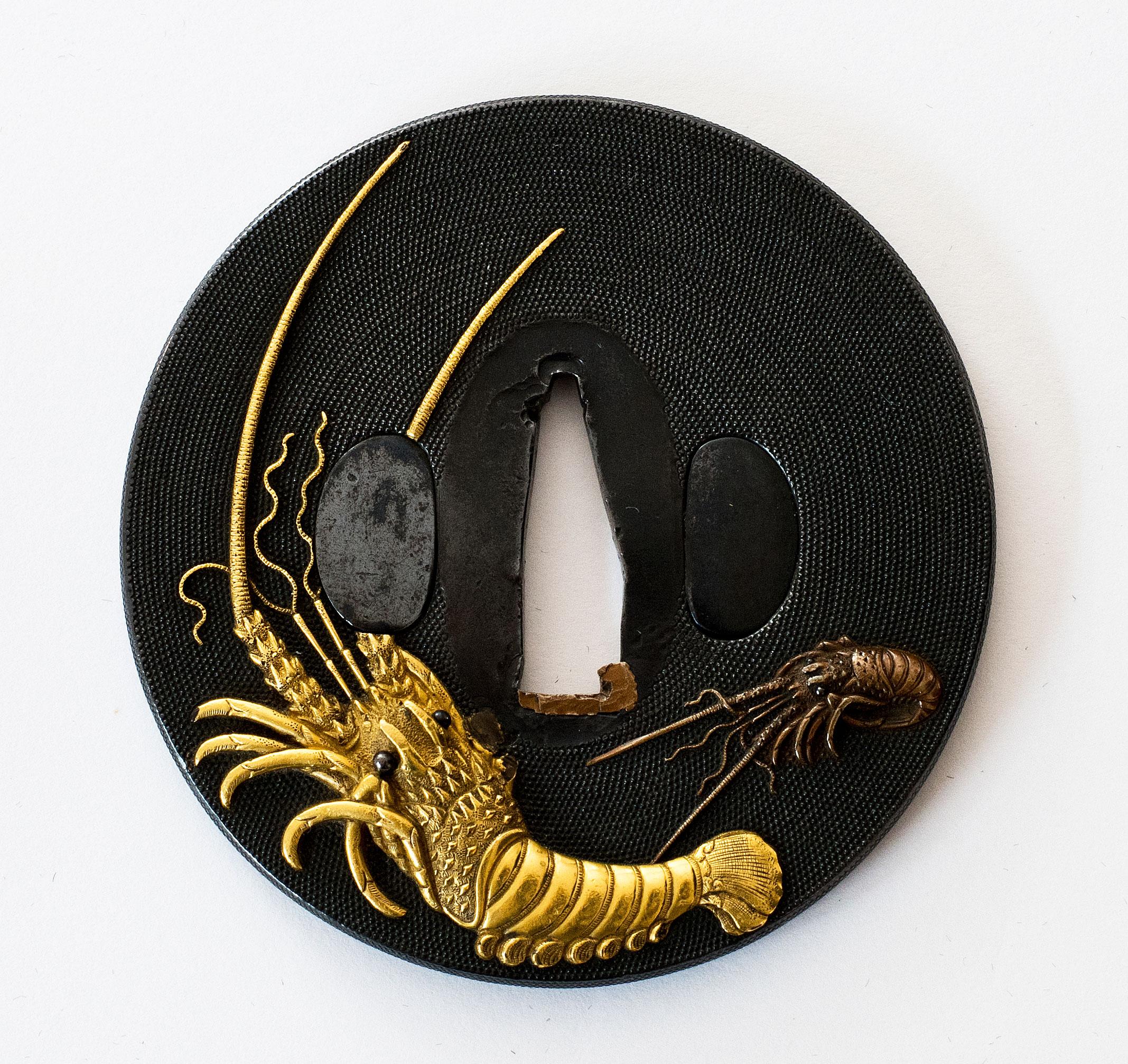 As part of our Japanese works of art collection we are delighted to offer this exceptionally fine Edo Period 1615-1868, mixed metal artist signed Tsuba ( sword hand guard), the well recorded artist Iwamoto Konkan has painstakingly manufactured a