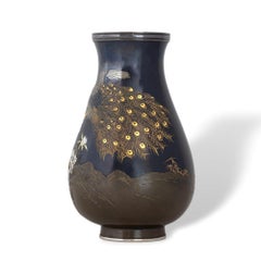 Japanese Shakudo and Mixed Metal Vase by Shuho Meiji Period