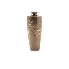 Japanese Shakudo Bronze Vase Meiji Period