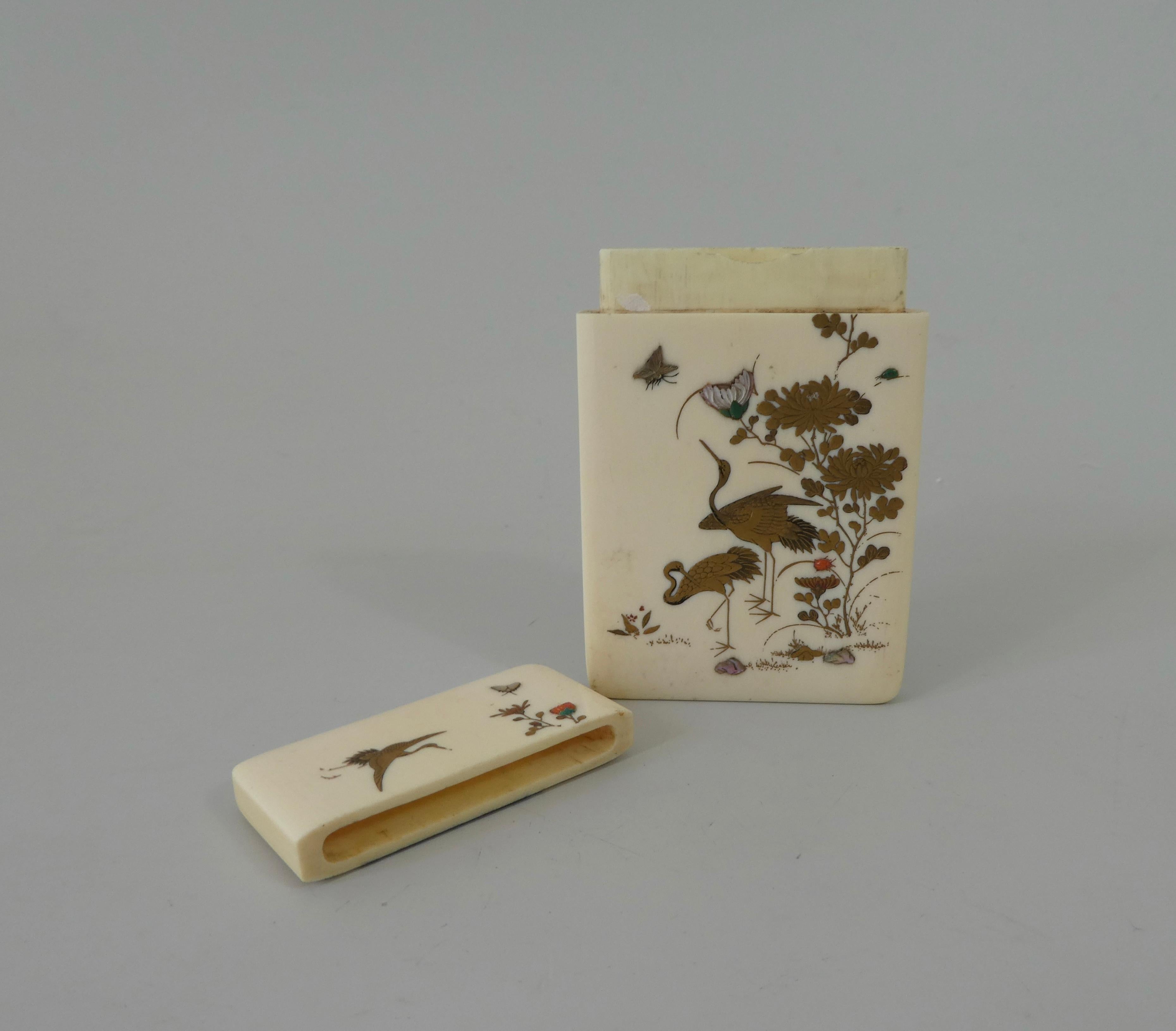 Japanese Shibayama card case, signed Joho, c. 1890. Meiji Period. 2