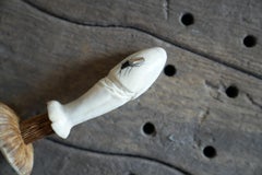 Japanese SHIBAYAMA carving with mushroom, insects and phallus