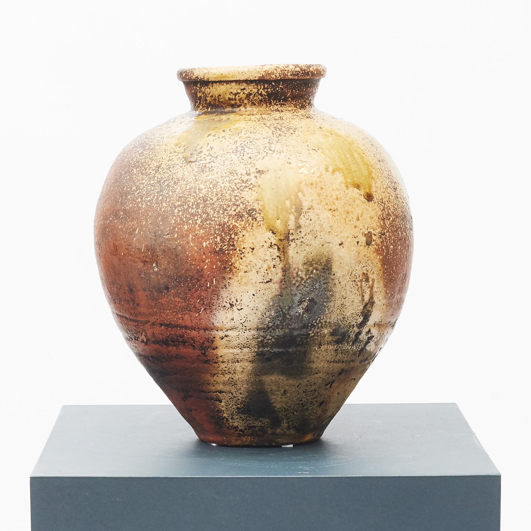 Mid-20th Century Japanese Shigaraki Ash Glazed Storage Jar